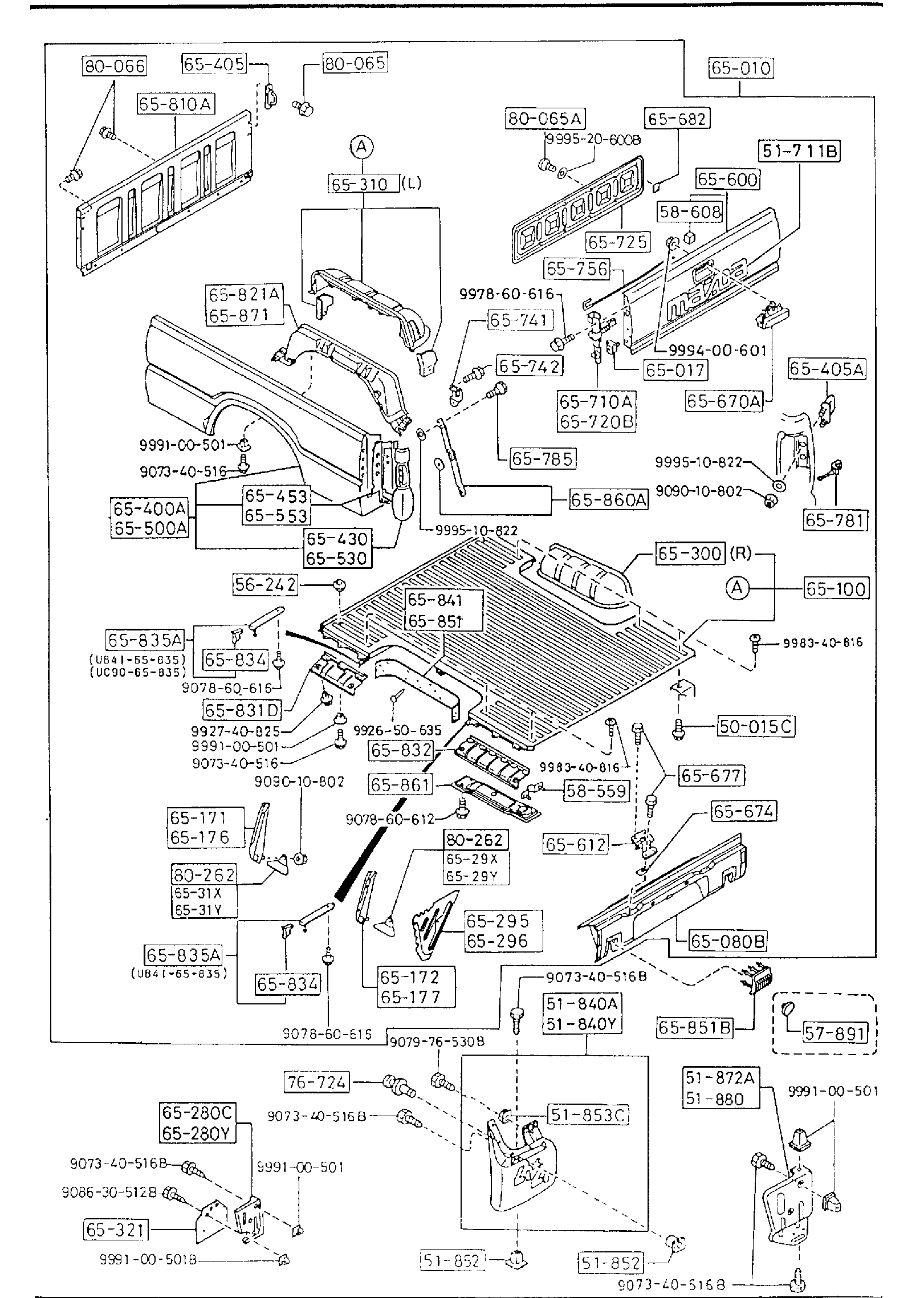 Diagram BOX (LONG BED) for your 1996 Mazda 626   