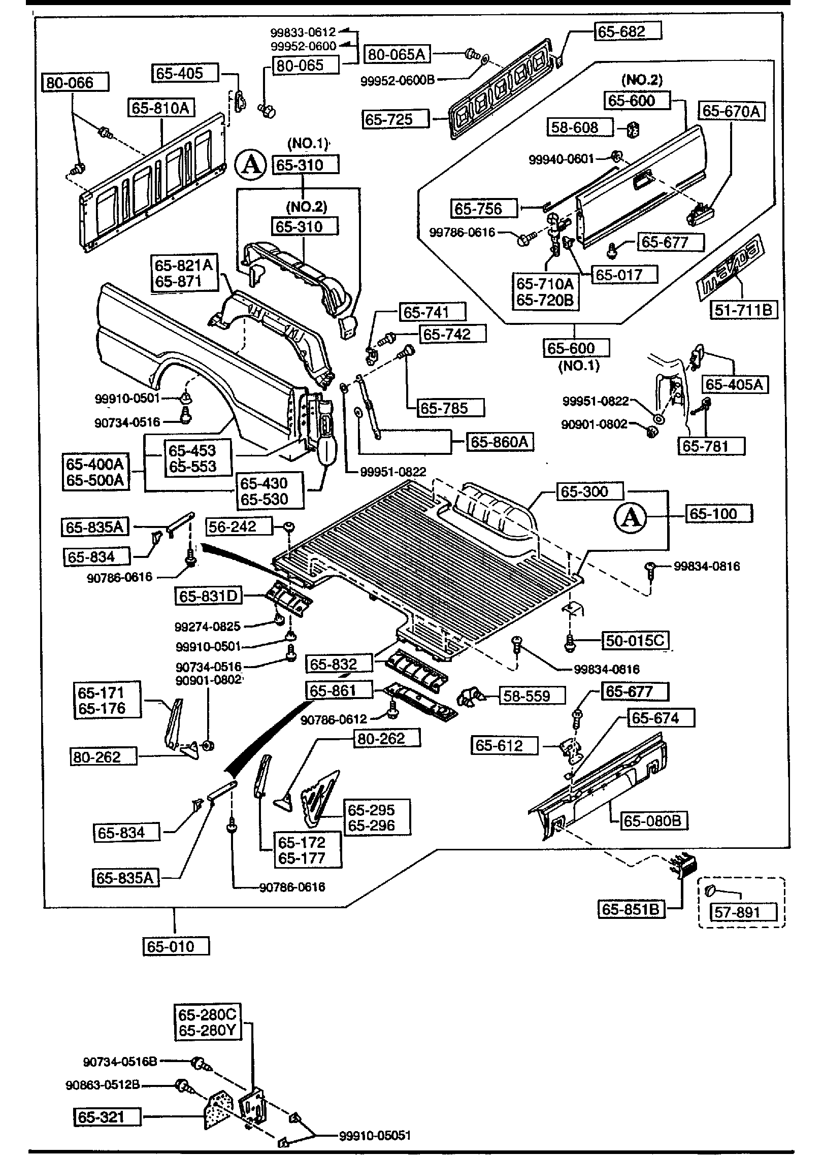 Diagram BOX (LONG BED) for your 1996 Mazda 626   