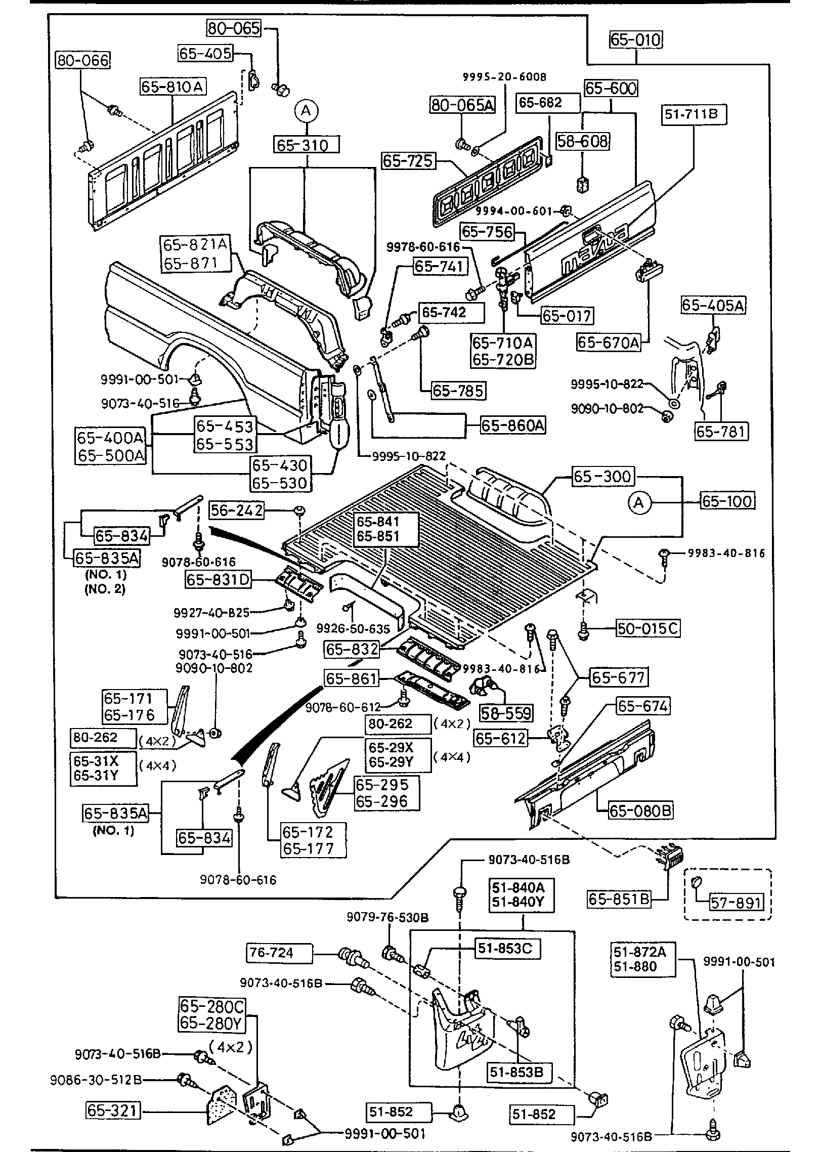 Diagram BOX (SHORT BED) for your 1996 Mazda 626   