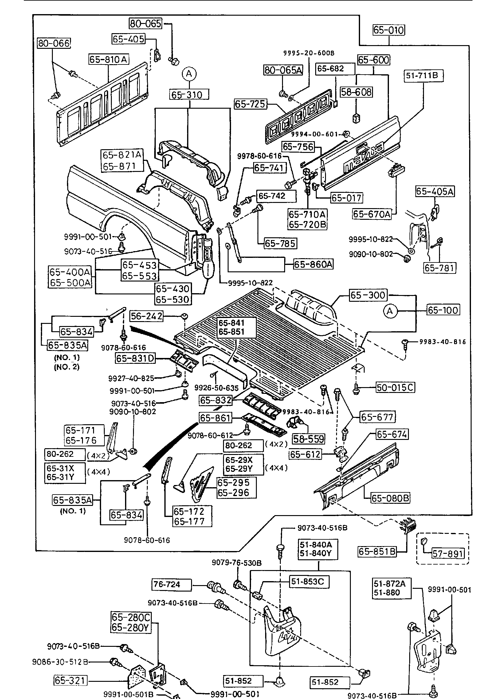 Diagram BOX (LONG BED) for your 1996 Mazda 626   