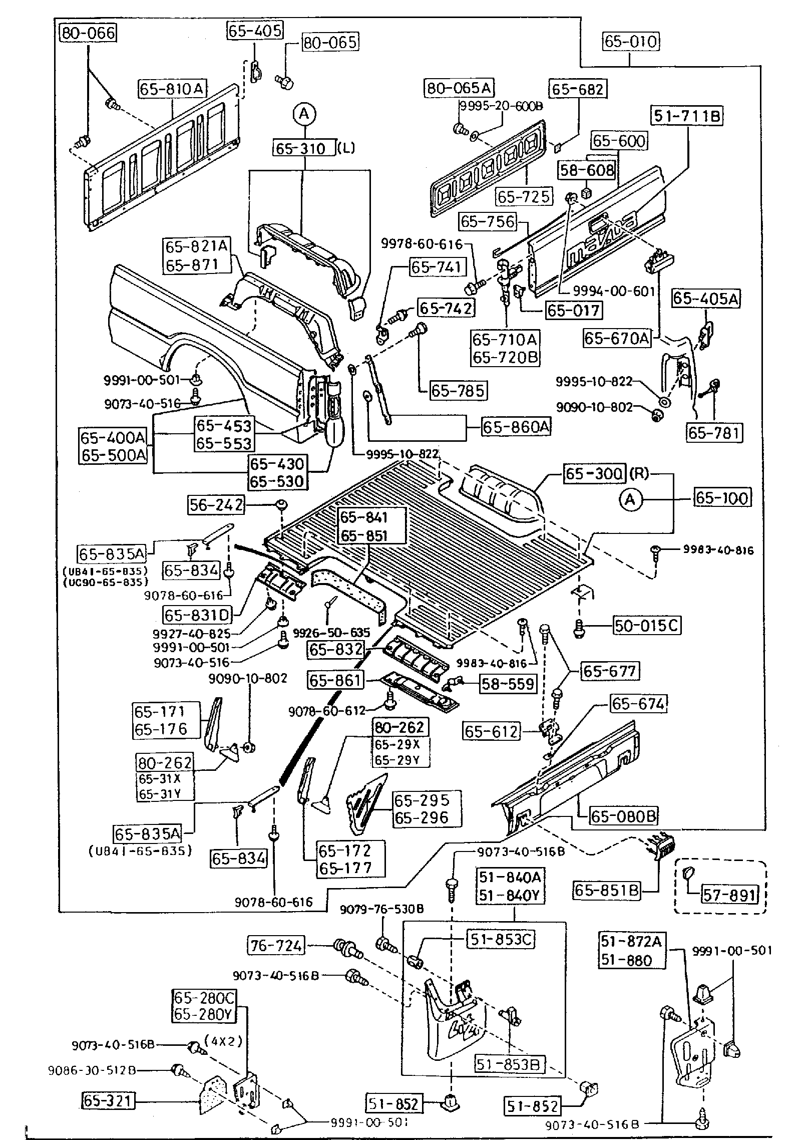 Diagram BOX (SHORT BED) for your 1996 Mazda 626   