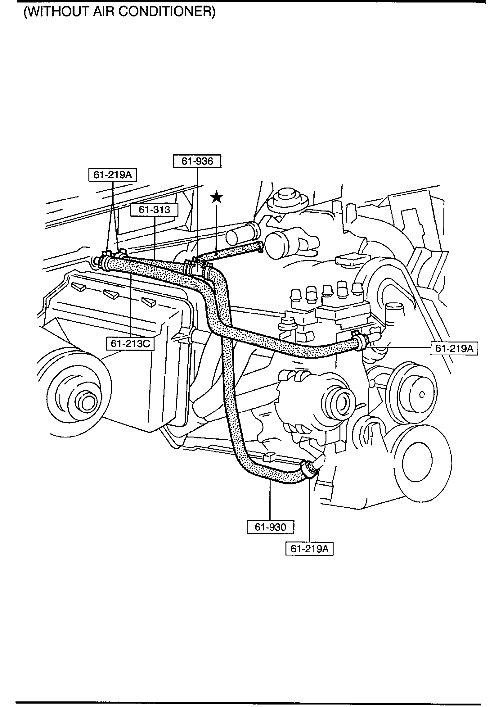 Diagram HEATER HOSES (2500CC) for your 1988 Mazda B2200   