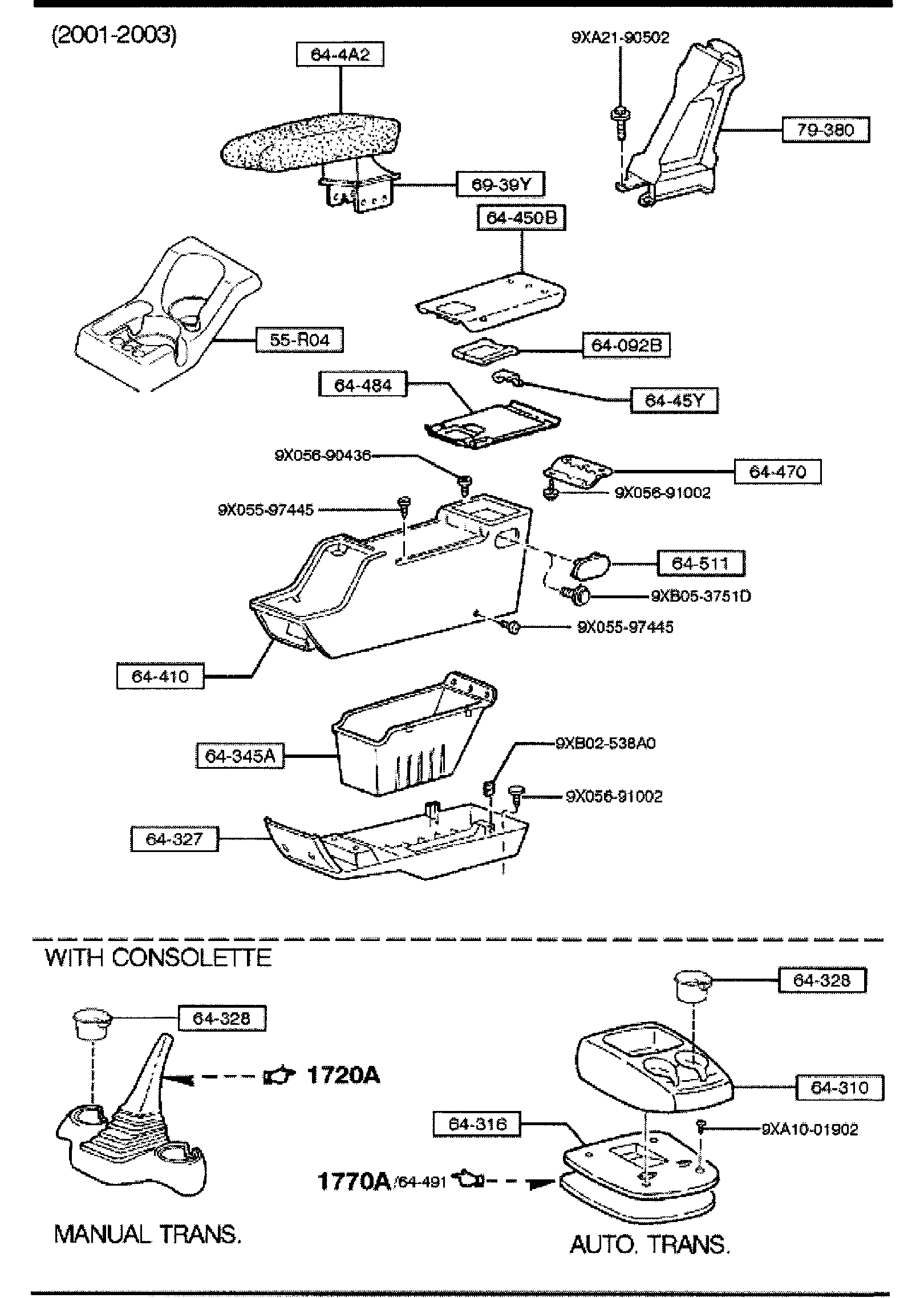 Diagram CONSOLE for your 2003 Mazda B3000 4.0L AT 4X4 CAB PLUS  