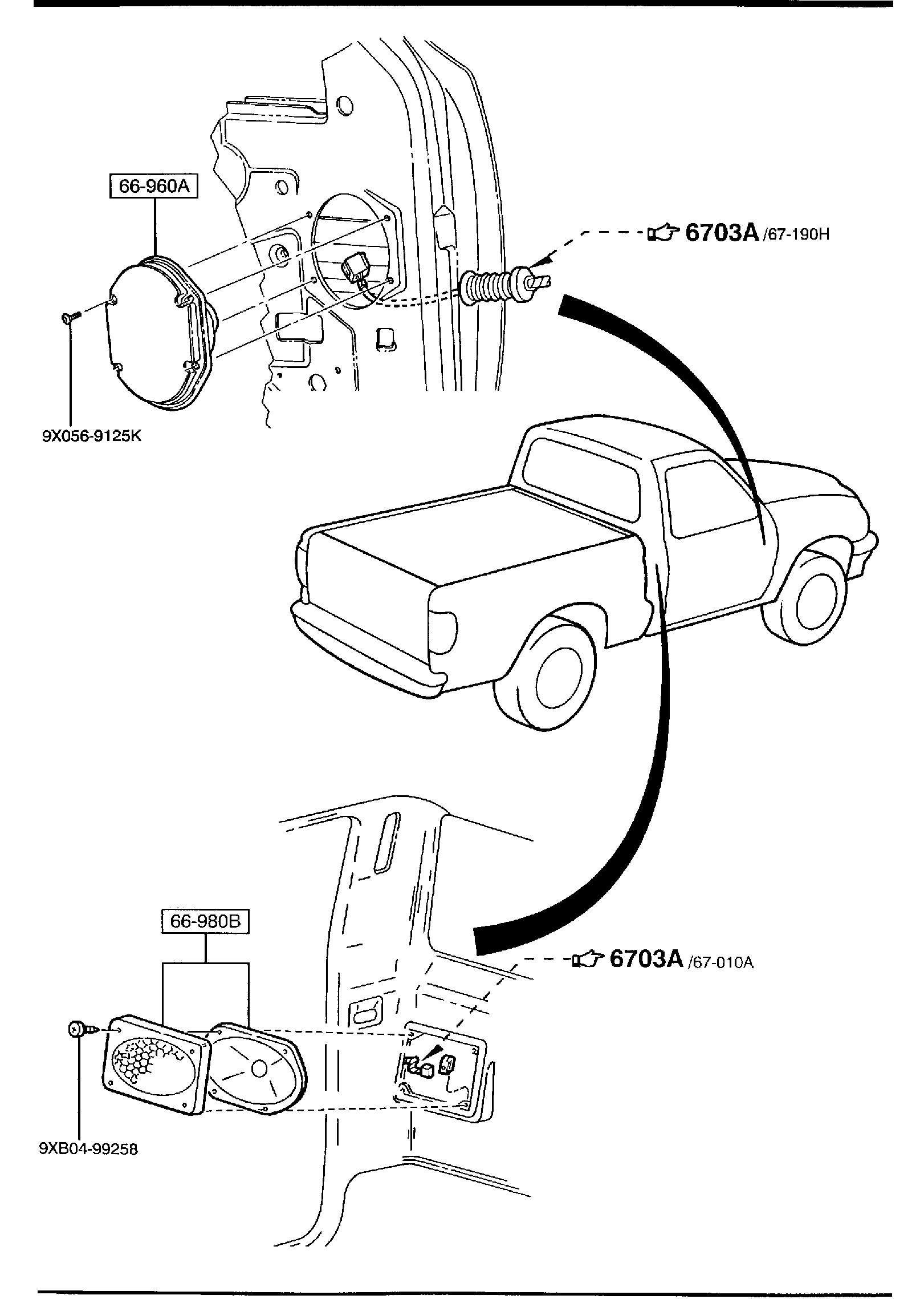 Diagram AUDIO SYSTEMS (ANTENNA & SPEAKER) (REGULAR CAB) for your 2004 Mazda B2500   
