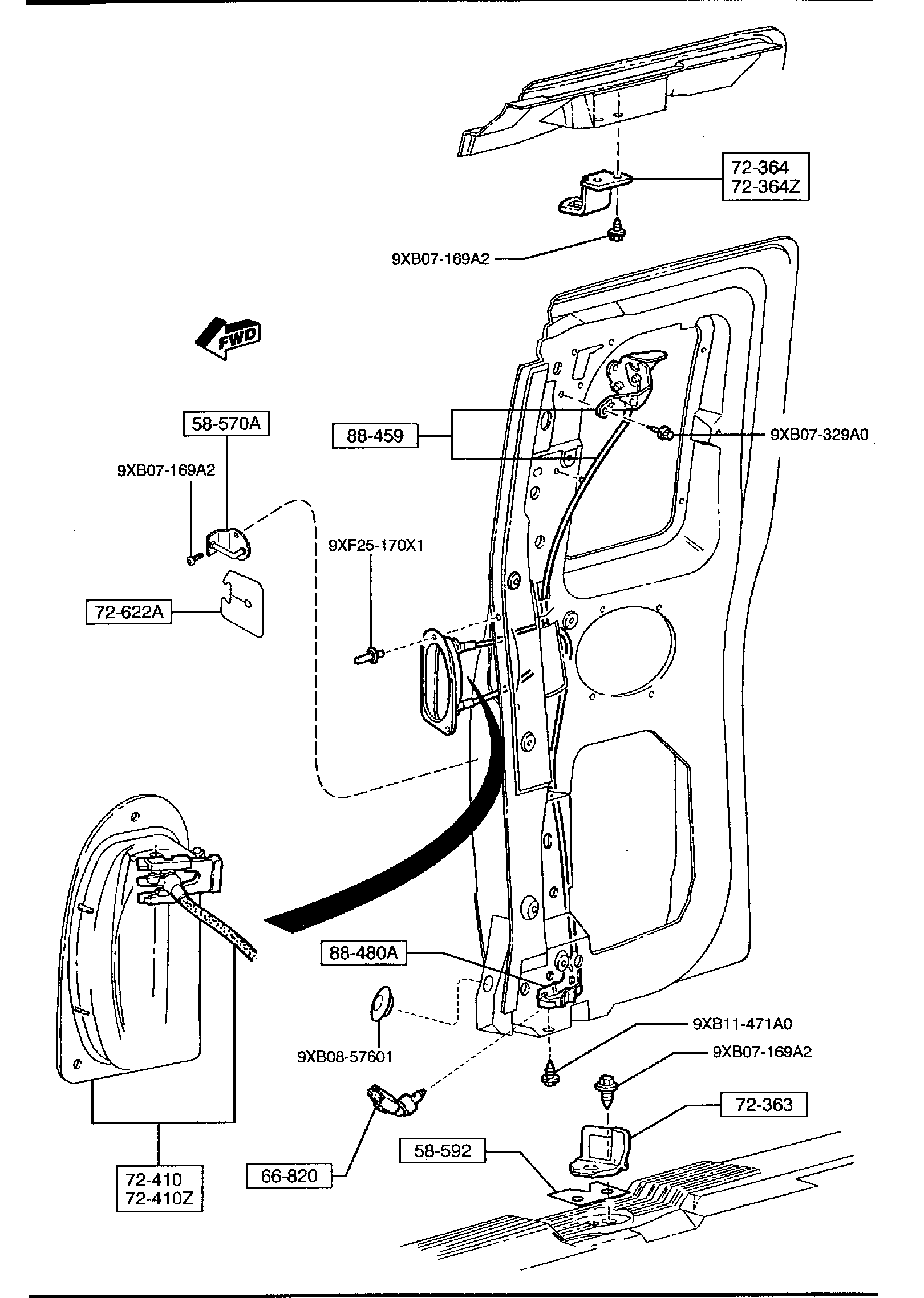 Diagram REAR DOOR MECHANISMS for your 2009 Mazda B2300   
