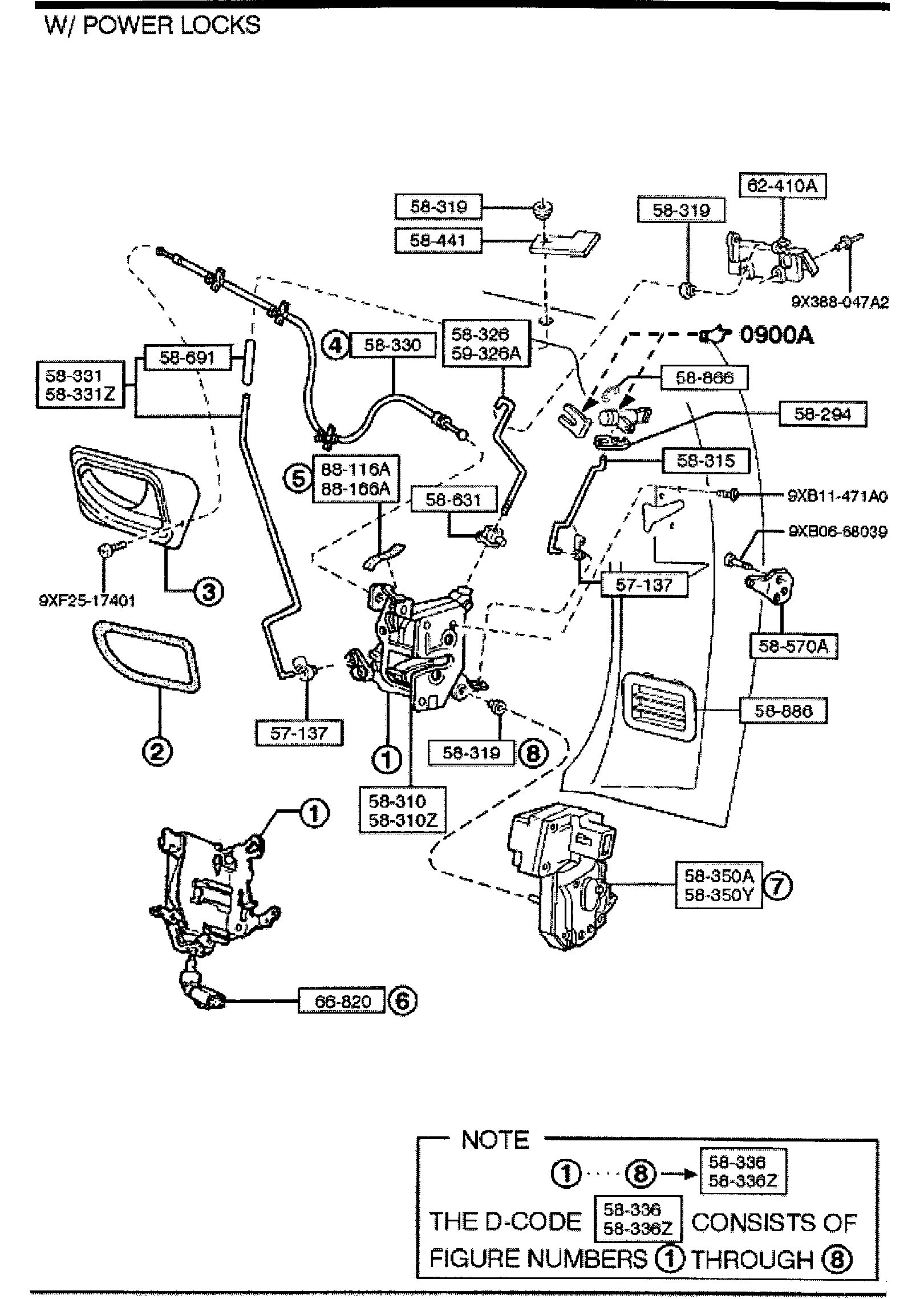 Diagram FRONT DOOR MECHANISMS for your Mazda