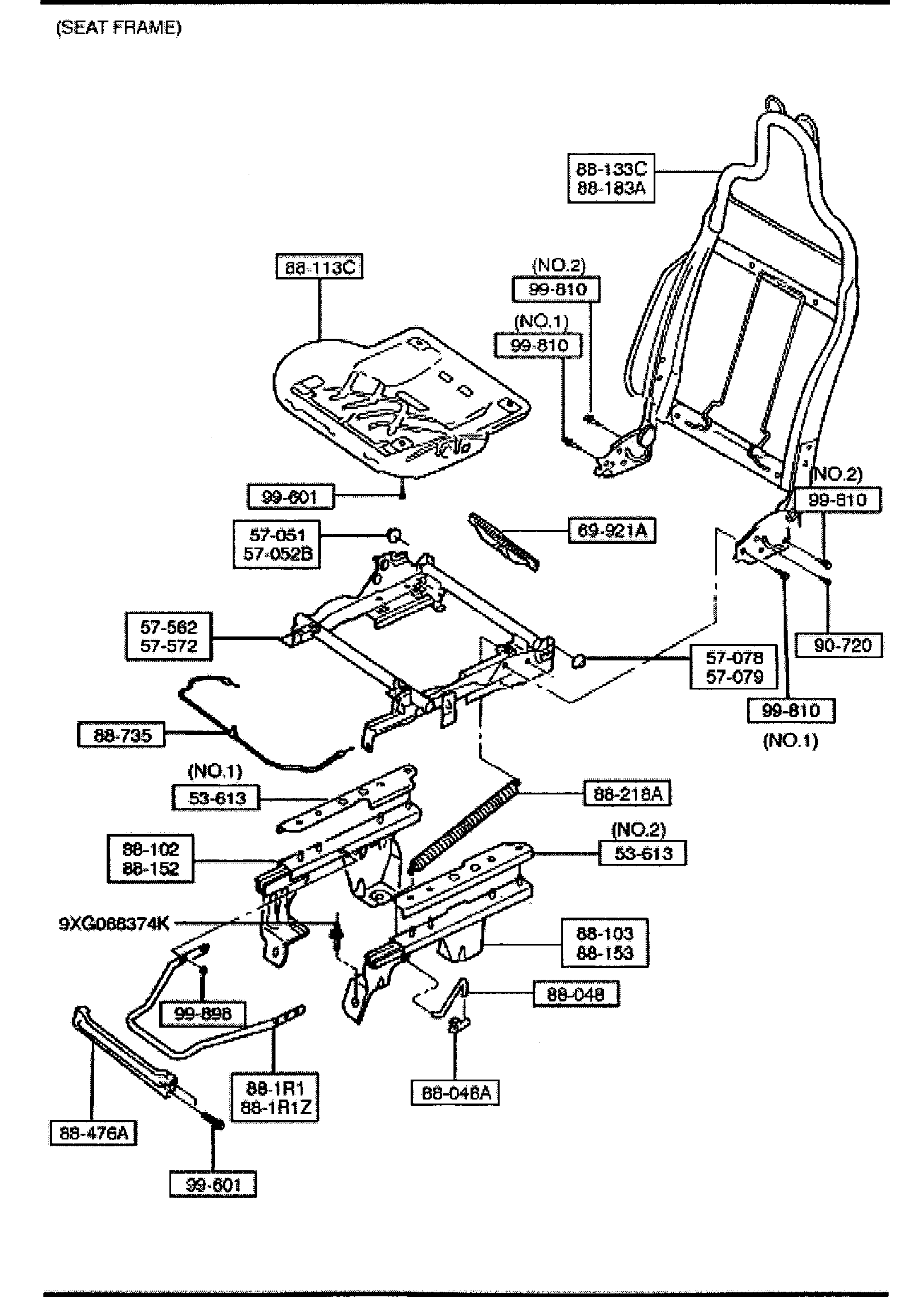 Diagram FRONT SEATS (SPORT BUCKET) for your 2012 Mazda MX-5 Miata   