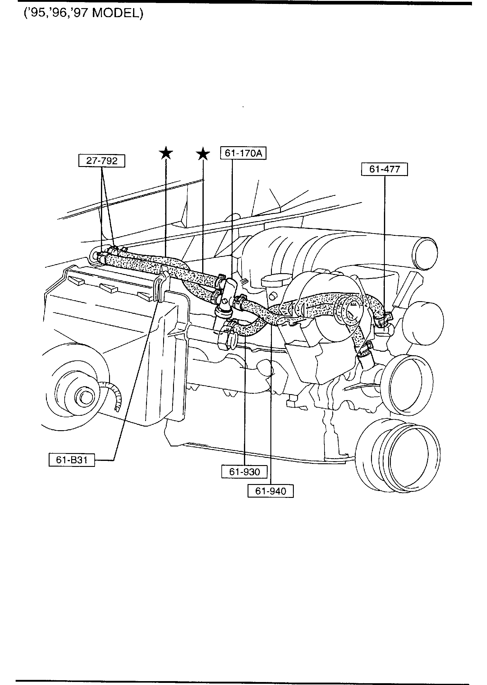 Full size assembly image of HEATER HOSES (3000CC) (1/2)