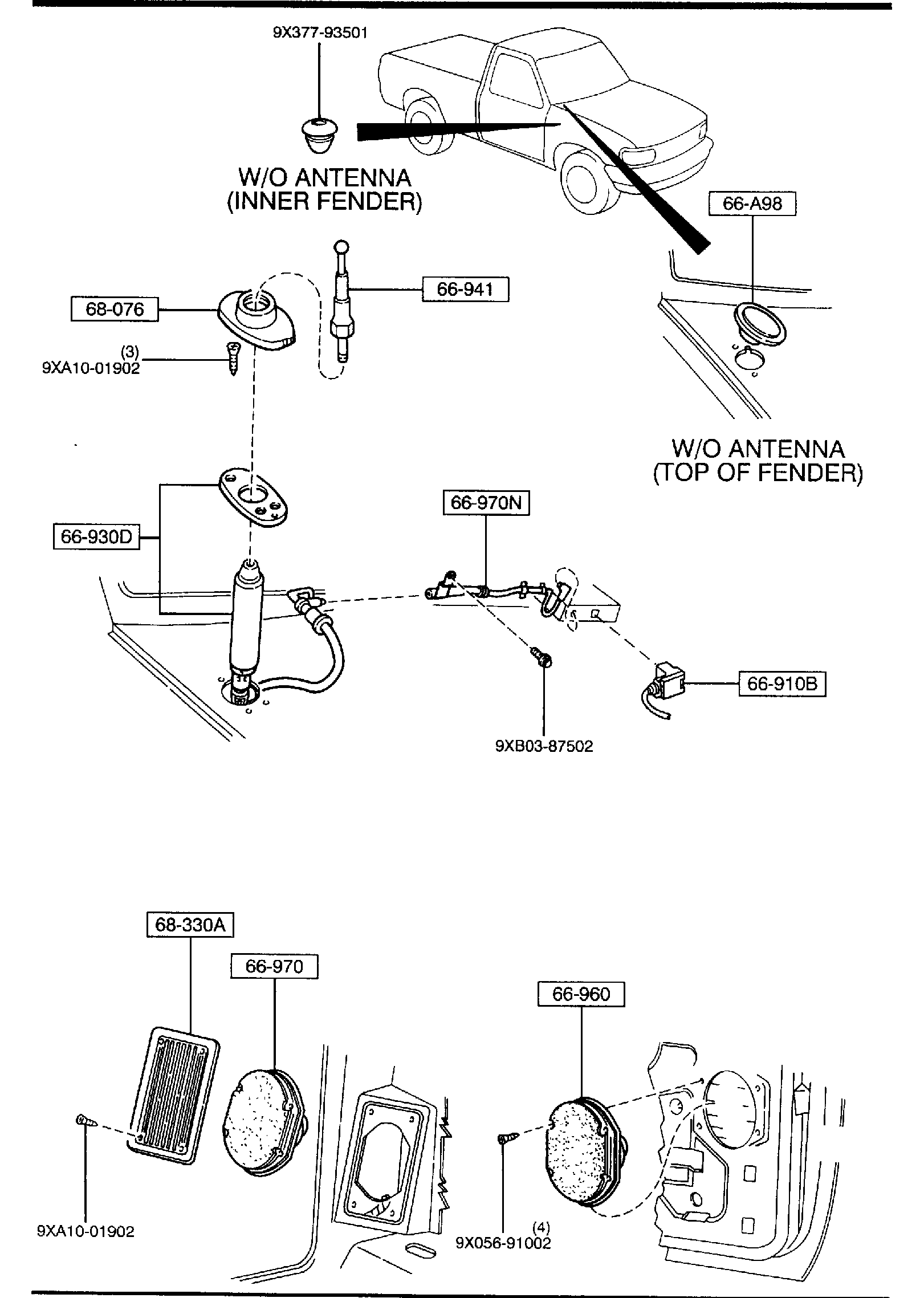 Diagram AUDIO SYSTEMS (ANTENNA & SPEAKER) (SHORT BED & LONG BED) for your 2018 Mazda CX-3   