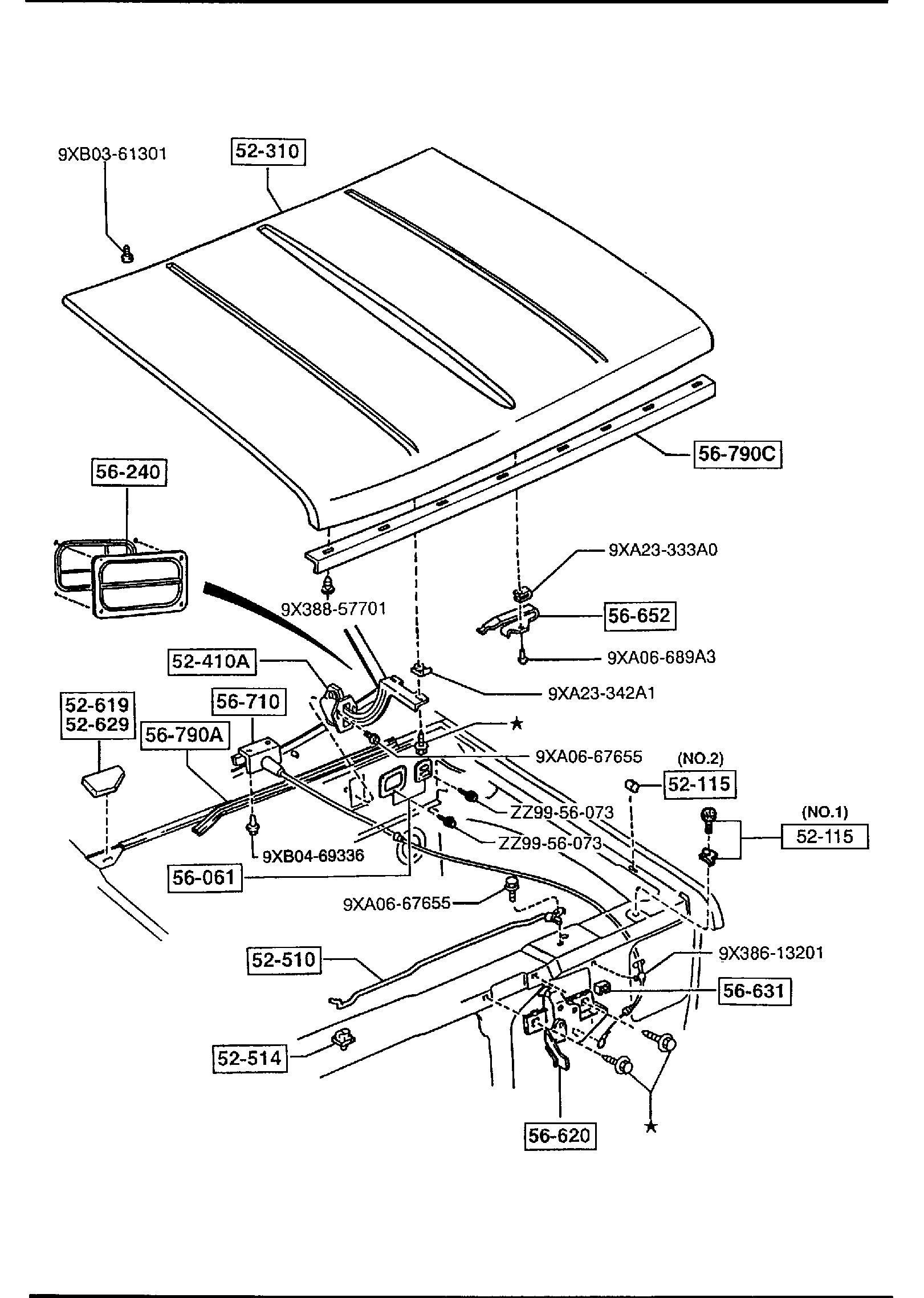 Diagram BONNET for your 1994 Mazda Navajo   