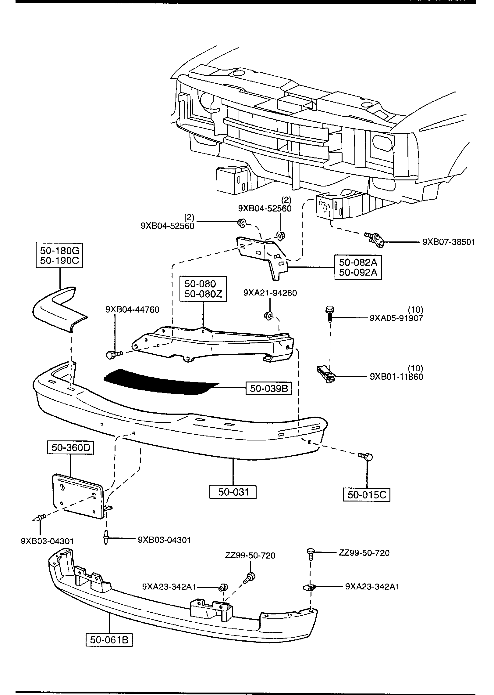 Diagram FRONT BUMPER for your 1994 Mazda B3000 4.0L AT 4X4 CAB PLUS LE 