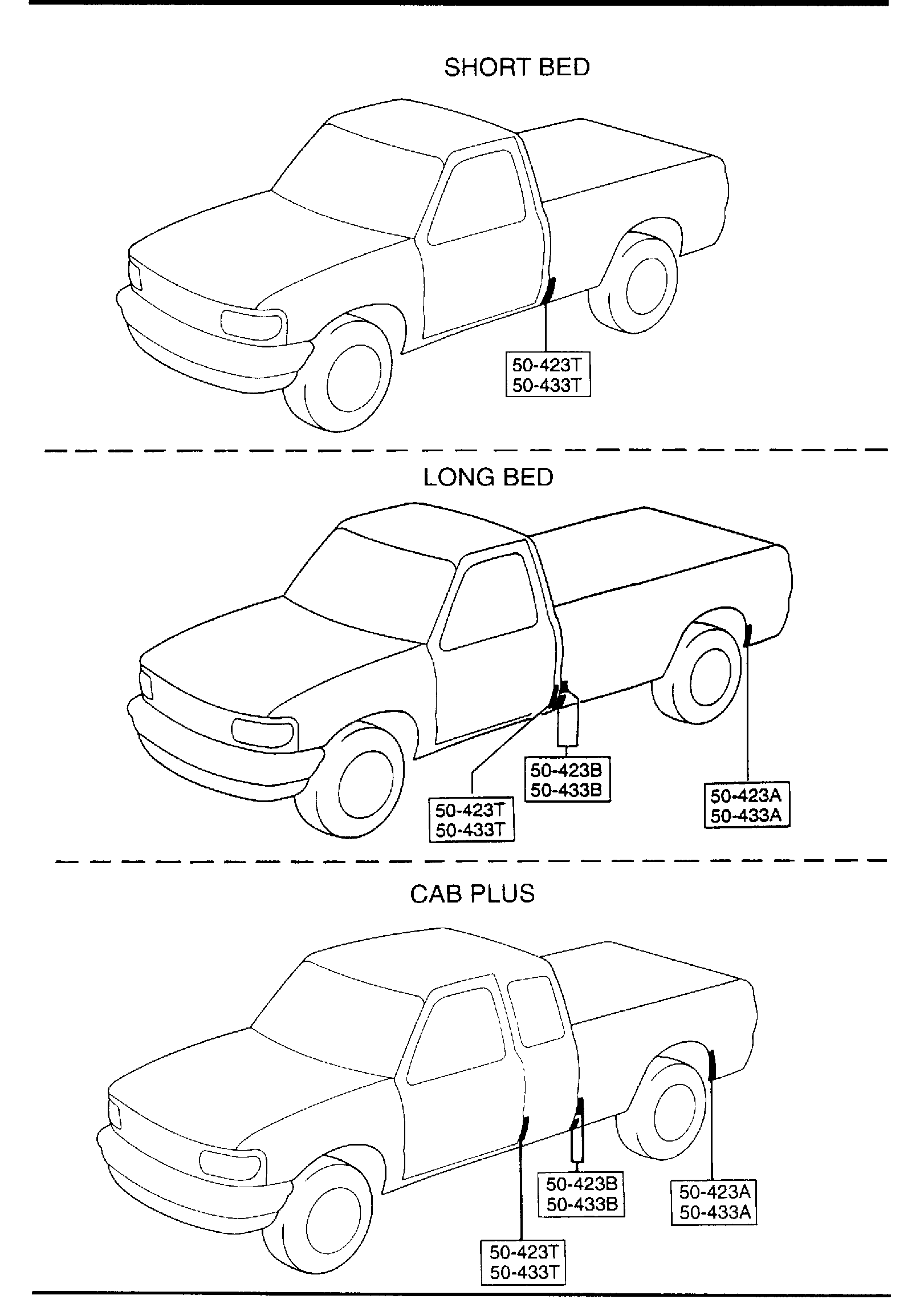 Diagram SIDE PROTECTORS for your 1994 Mazda B2300 3.0L AT 4X2 LONG BED SE 