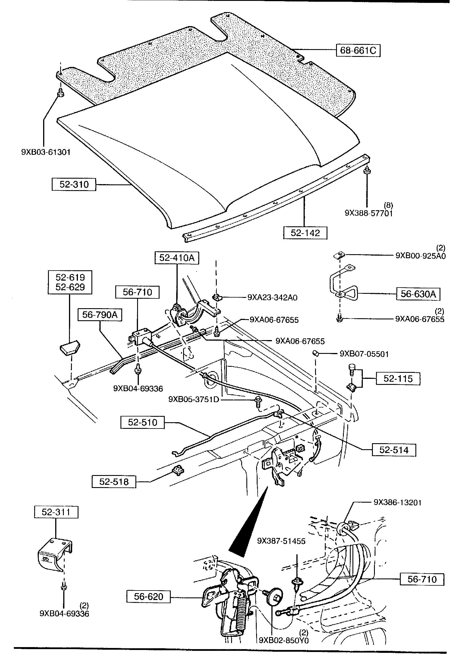 Diagram BONNET for your 1998 Mazda B4000 3.0L MT 4X4 SHORT BED SE 