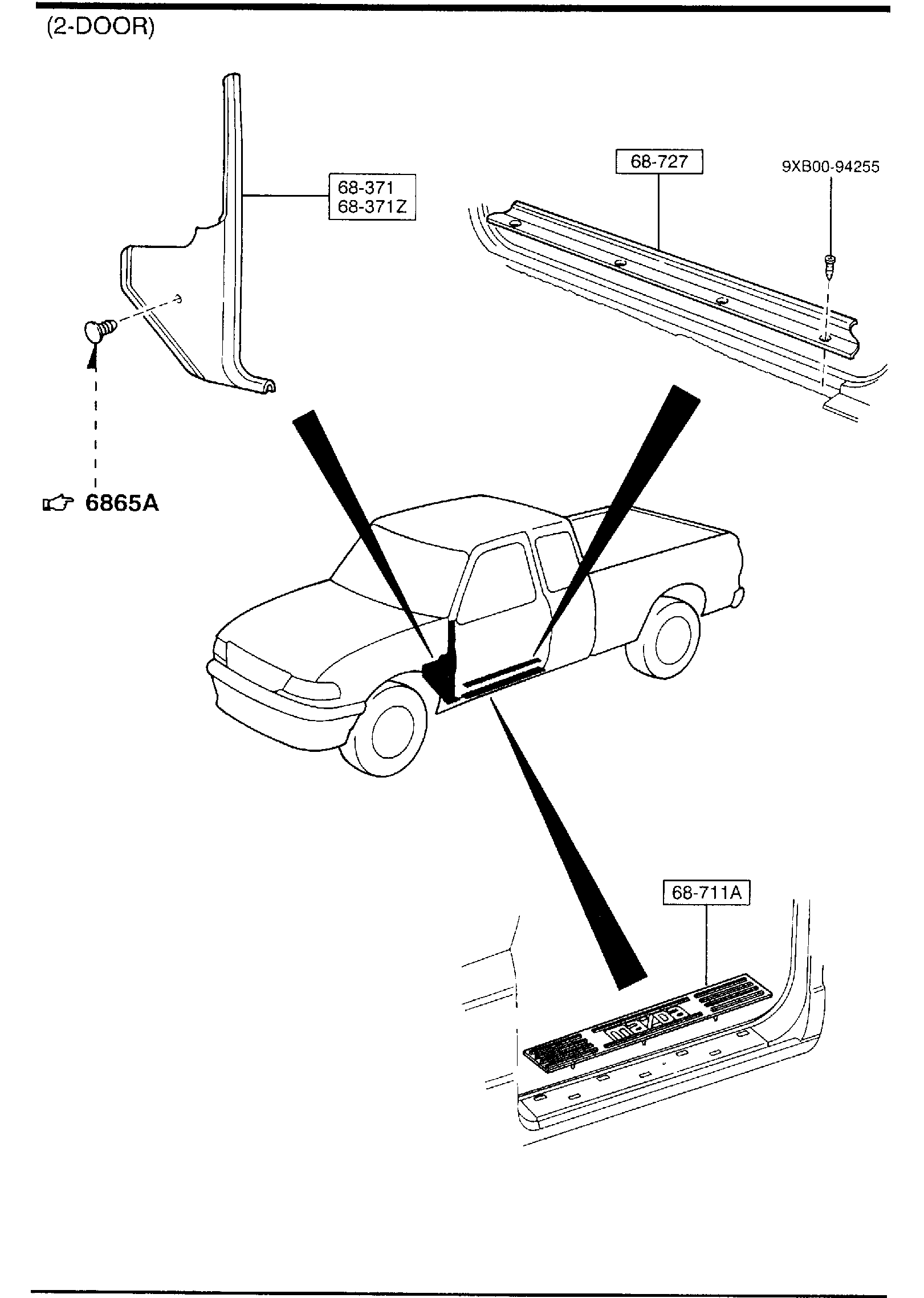 Diagram TRIMS & SCUFF PLATES (CAB PLUS) for your 2000 Mazda B2500   