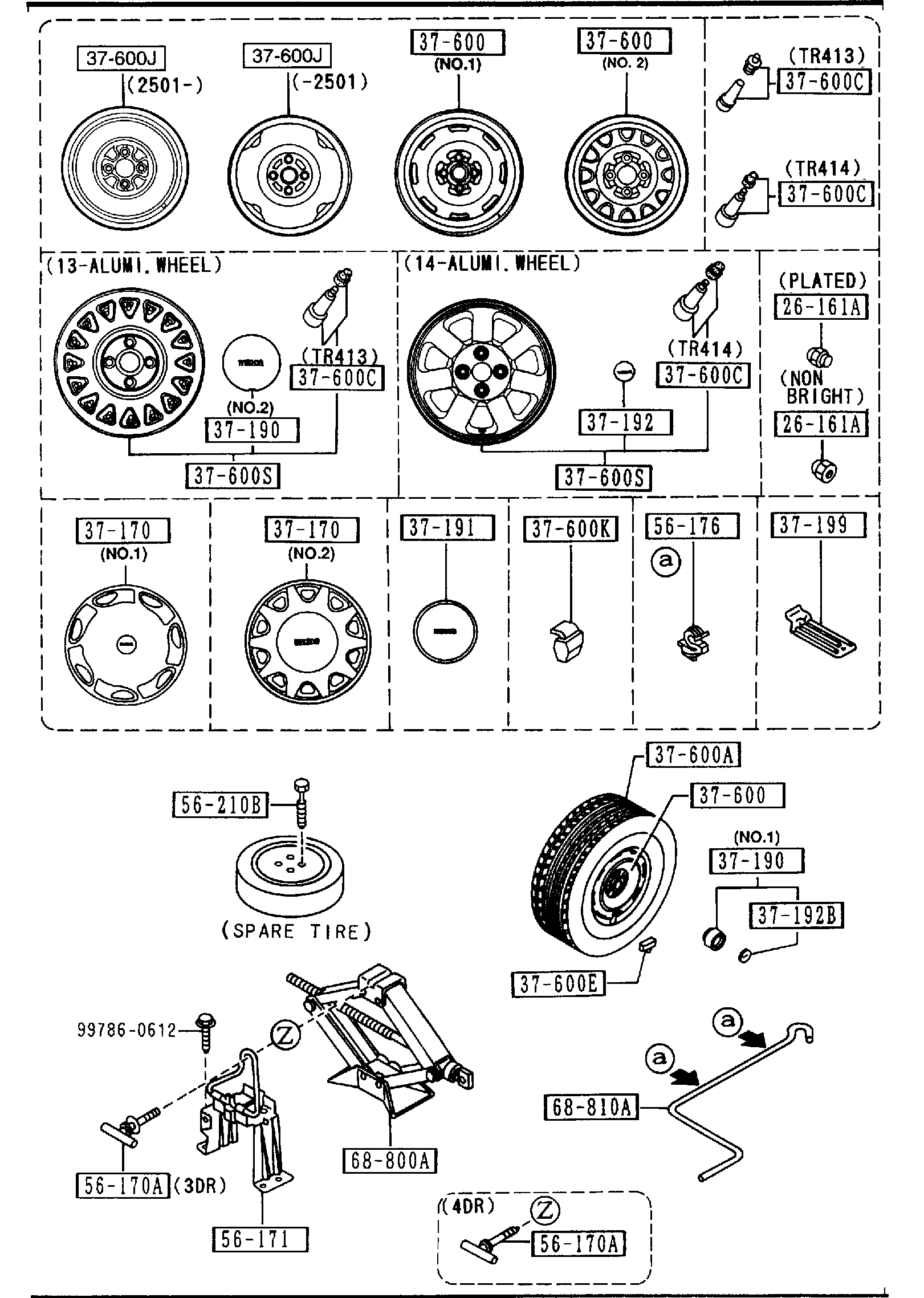 Diagram TIRES & JACK for your Mazda