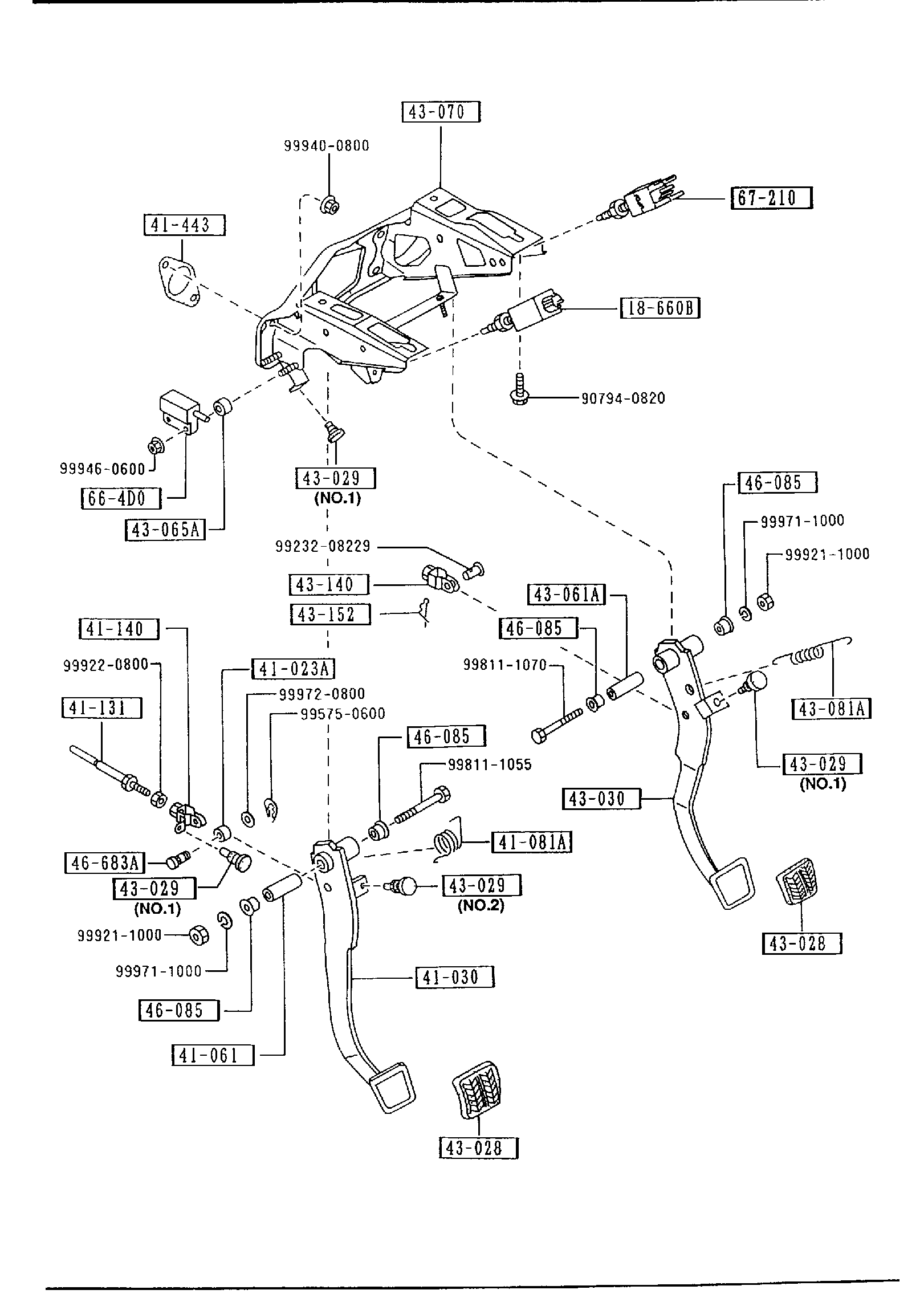 Diagram CLUTCH & BRAKE PEDALS (MANUAL TRANSMISSION) for your 2016 Mazda Mazda3   