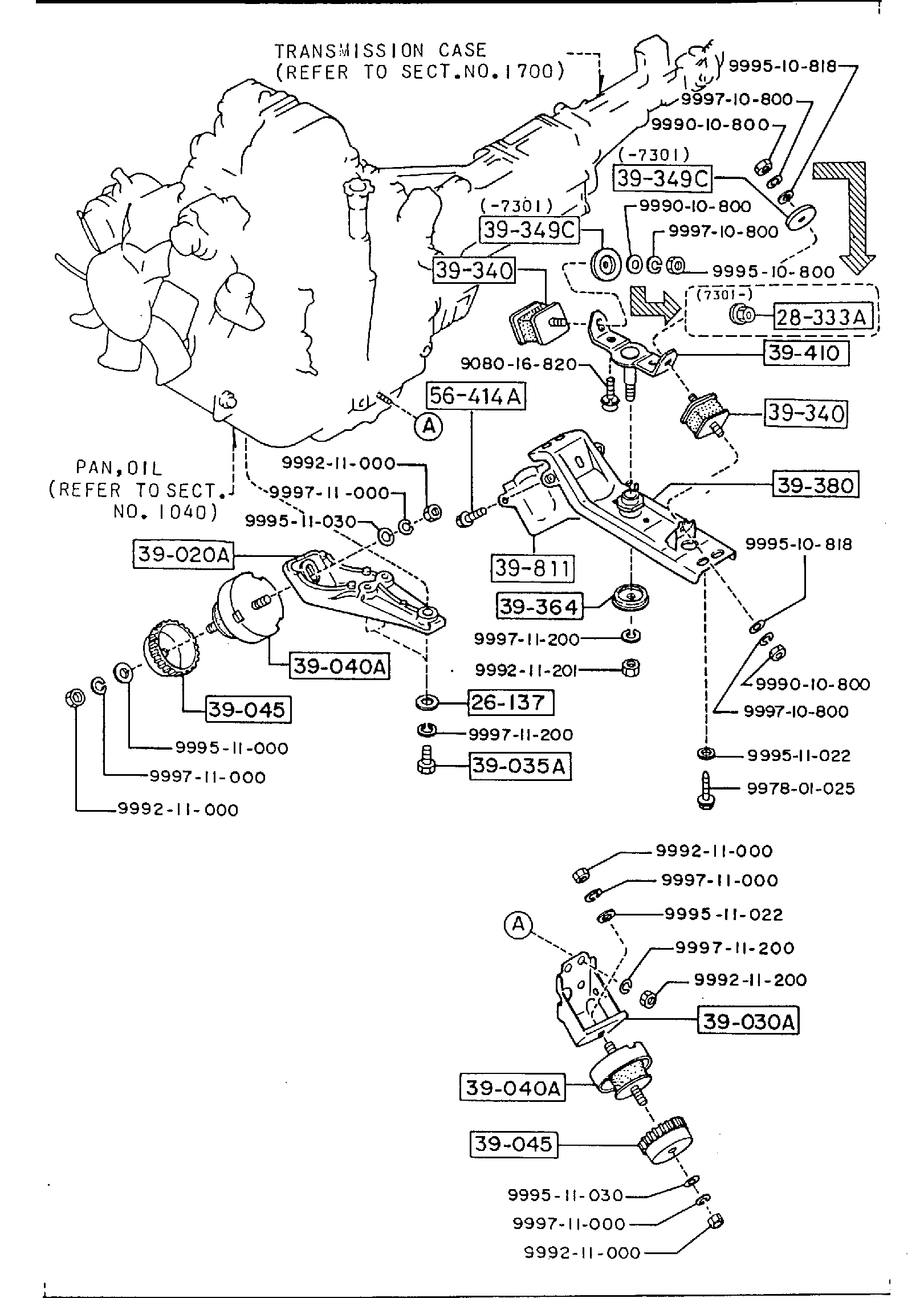 Diagram ENGINE & T/MISSION MOUNTINGS (TURBO) for your 2013 Mazda Mazda3 2.5L MT 2WD HATCHBACK SIGNATURE 