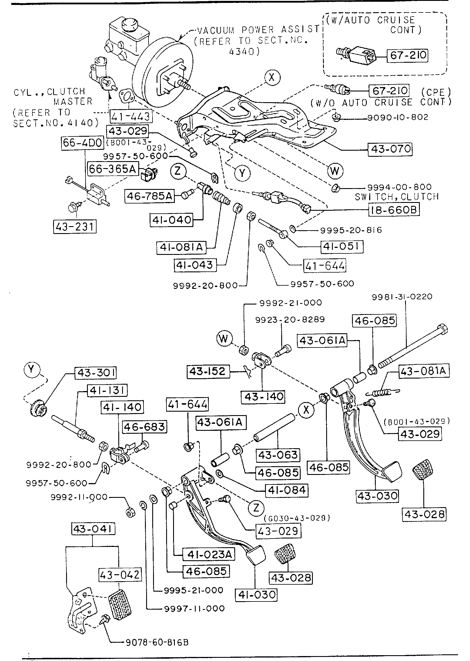 Diagram CLUTCH & BRAKE PEDALS (MANUAL TRANSMISSION) for your 2009 Mazda CX-7   