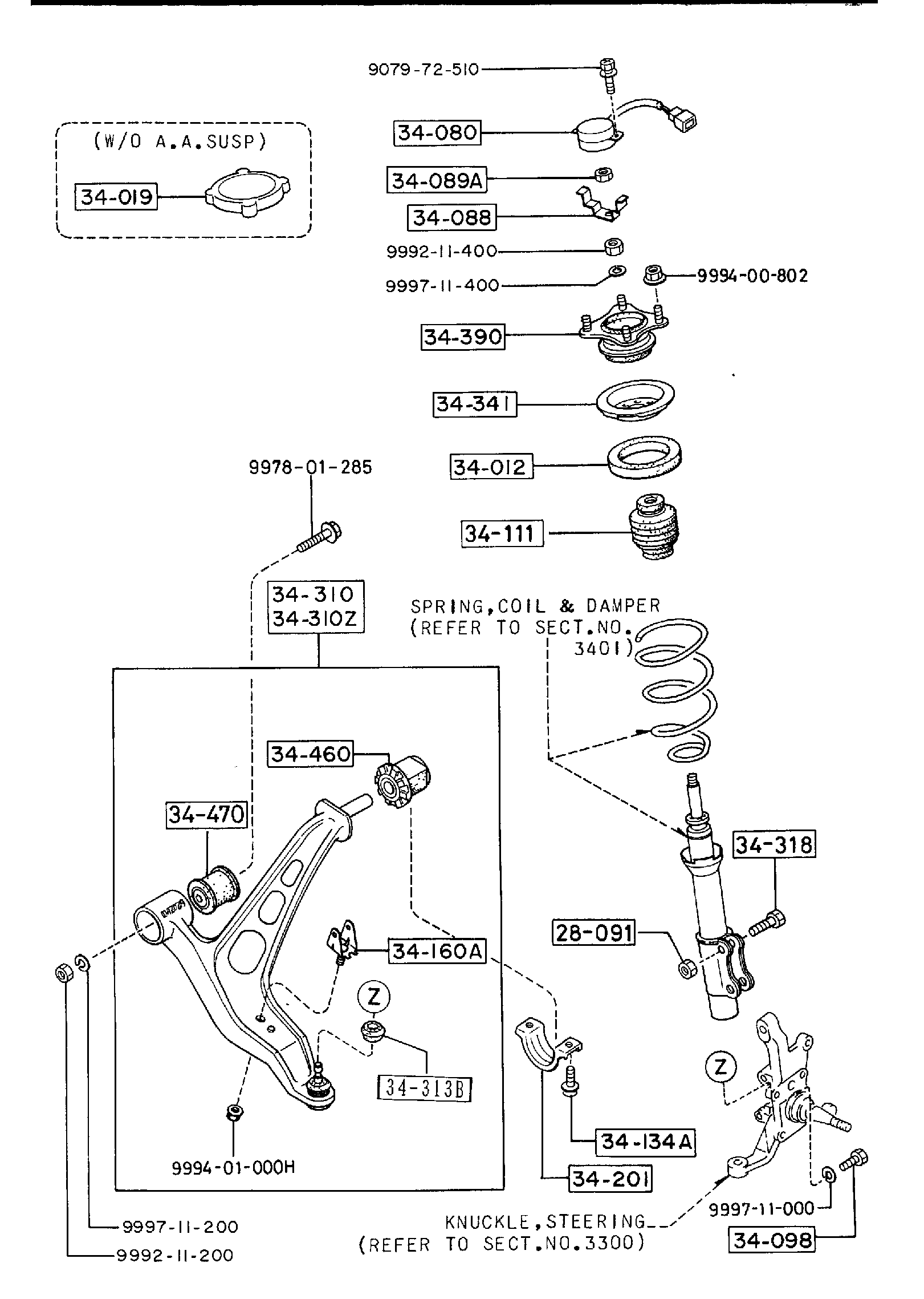 Diagram FRONT SUSPENSION MECHANISMS for your 2012 Mazda MX-5 Miata   