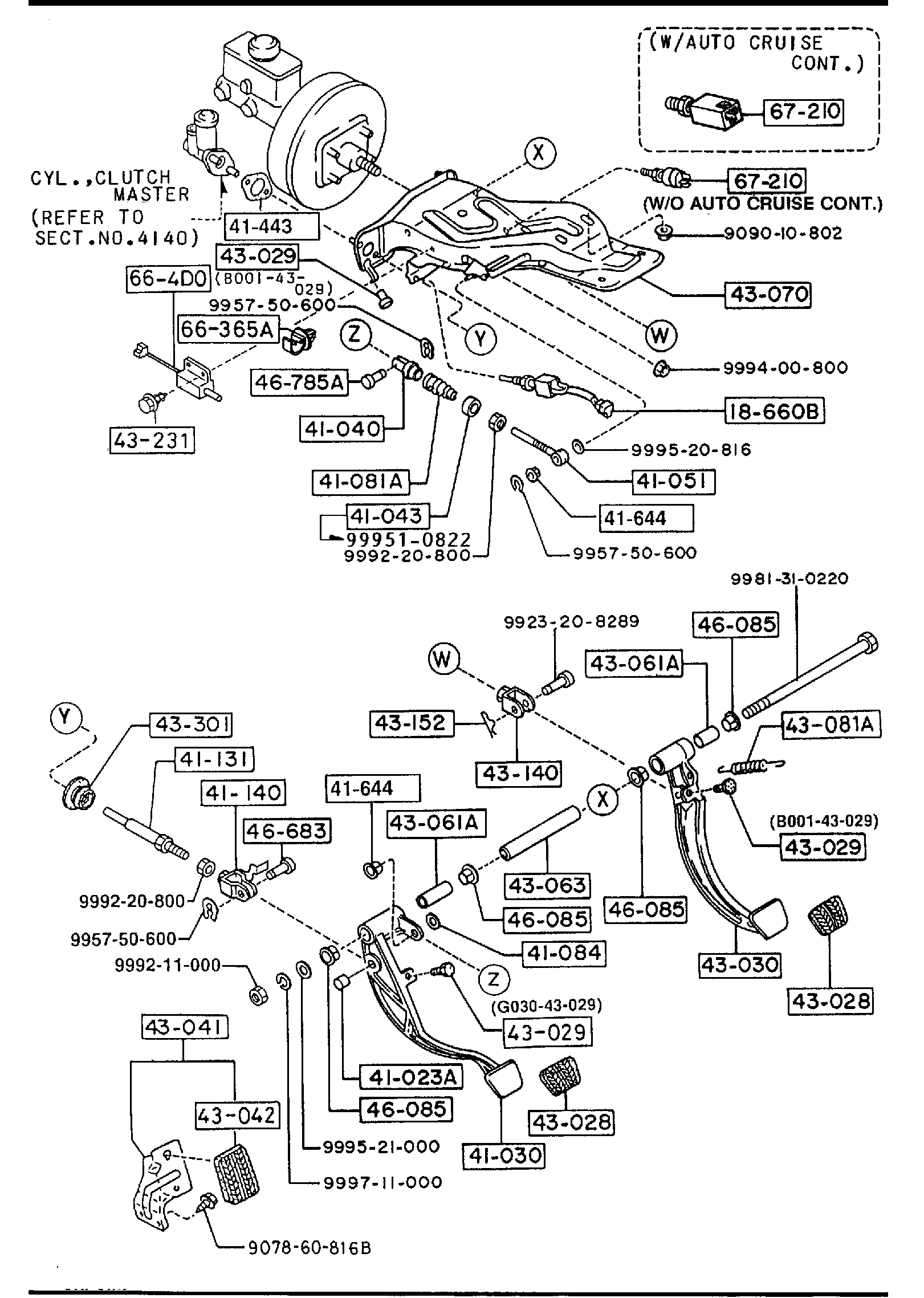Diagram CLUTCH & BRAKE PEDALS (MANUAL TRANSMISSION) for your 2009 Mazda CX-7   