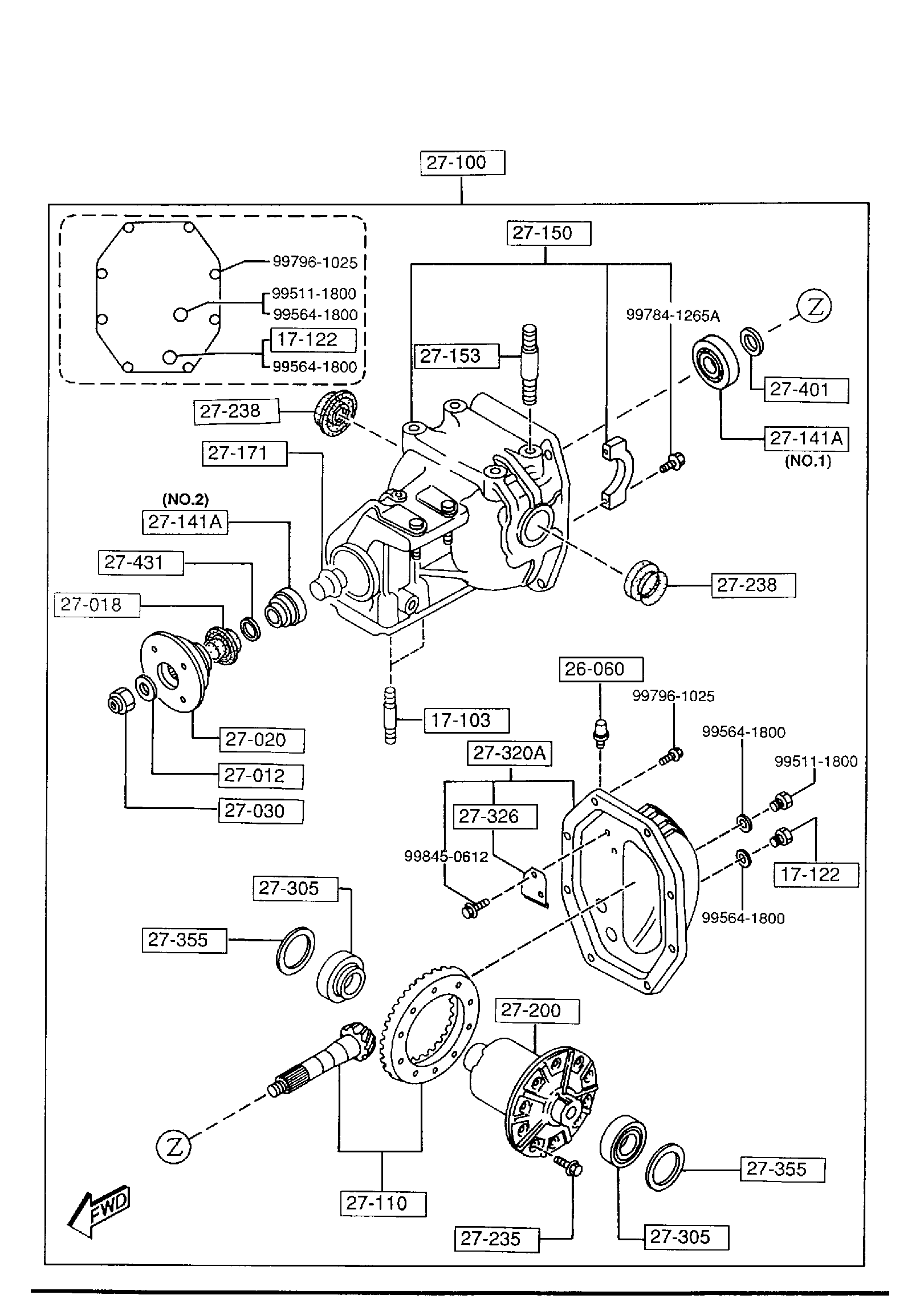 Diagram REAR DIFFERENTIALS for your 2000 Mazda MPV   