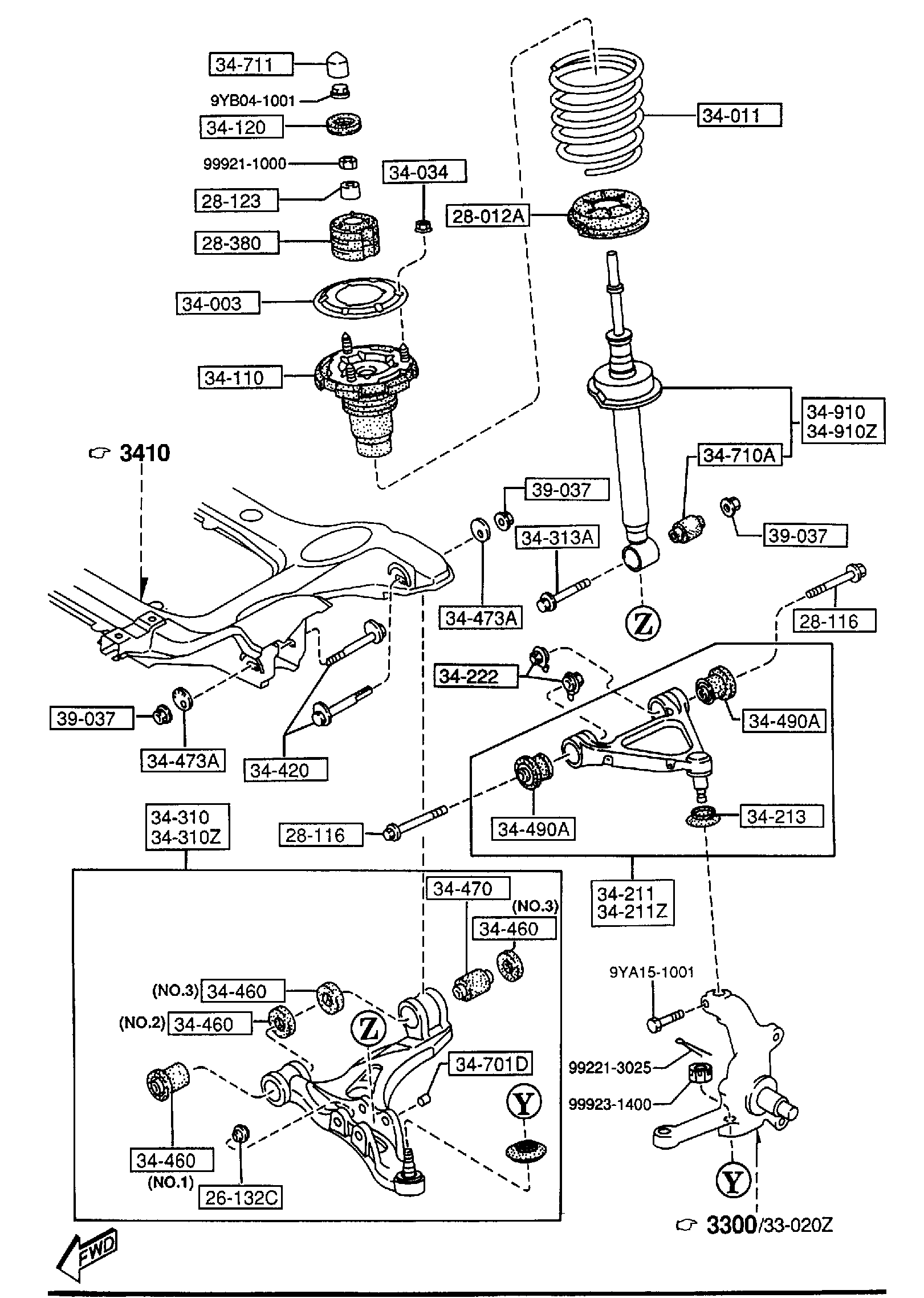 Diagram FRONT SUSPENSION MECHANISMS for your 2011 Mazda RX-8   