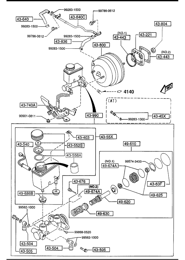 Diagram BRAKE MASTER CYLINDER & POWER BRAKE for your 2018 Mazda Mazda3  SEDAN SPORT (VIN Begins: JM1) 