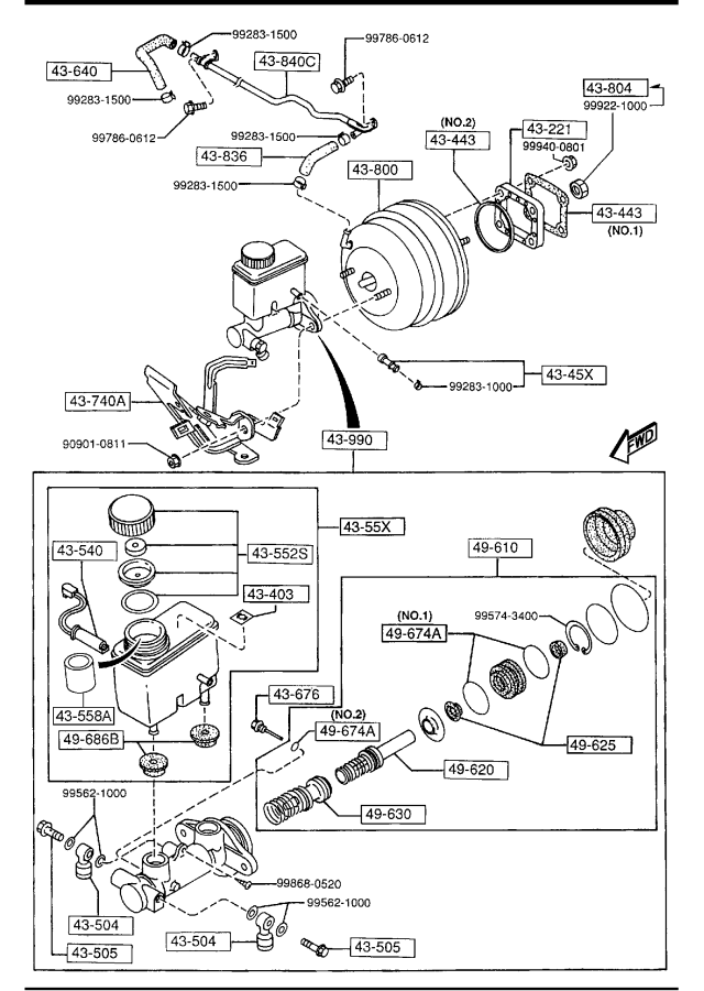 Diagram BRAKE MASTER CYLINDER & POWER BRAKE for your 2018 Mazda Mazda3  SEDAN SPORT (VIN Begins: JM1) 