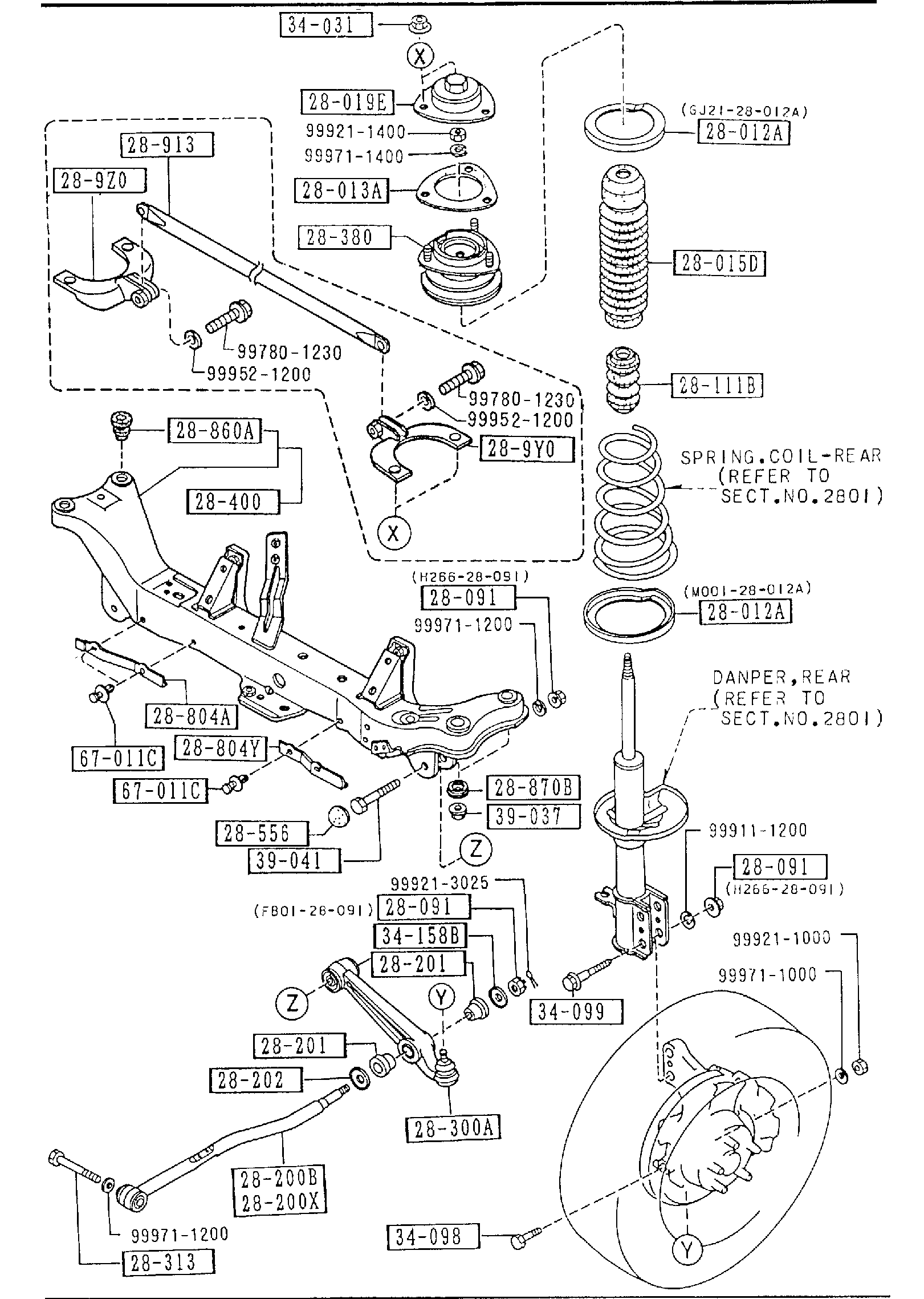 Diagram REAR SUSPENSION MECHANISMS (4WS) for your 2007 Mazda B2300   