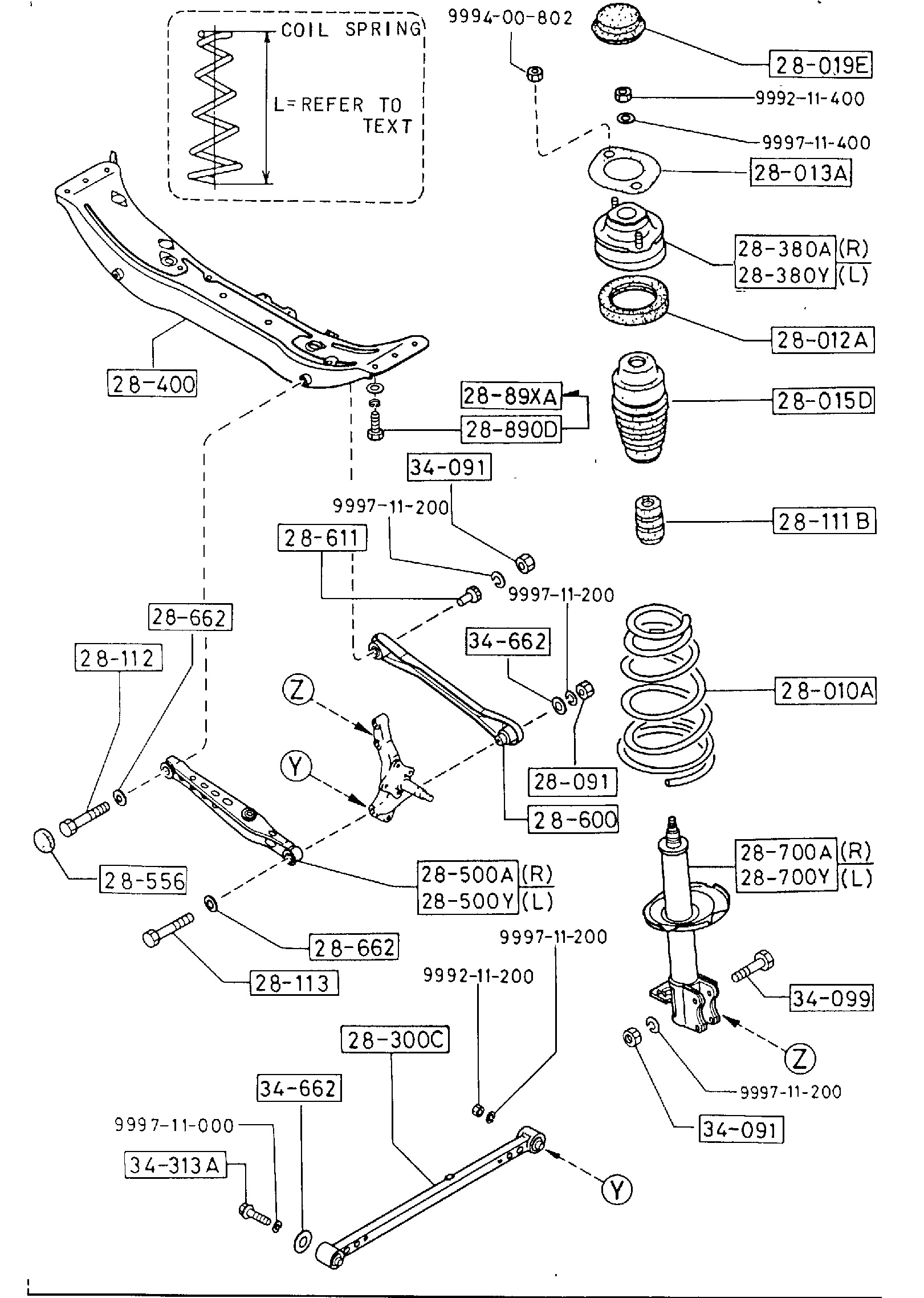 Diagram REAR SUSPENSION MECHANISMS (COUPE)(W/O AUTOMATIC ADJUSTING SUSPENTION) (USA-DX,USA-LX) for your 2007 Mazda Mazda3 2.3L MT HATCHBACK S 