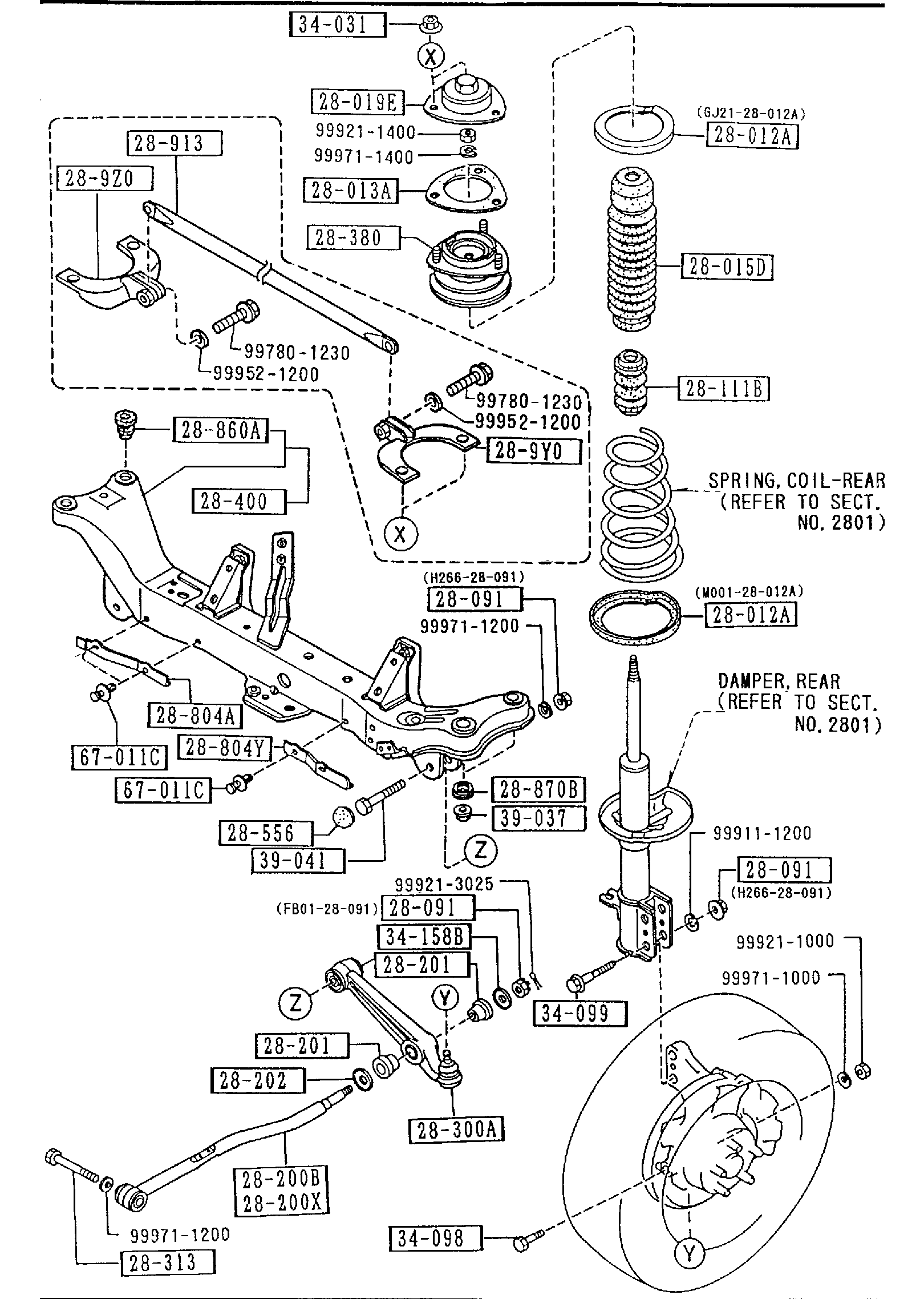 Diagram REAR SUSPENSION MECHANISMS (4WS) for your 2007 Mazda B2300   