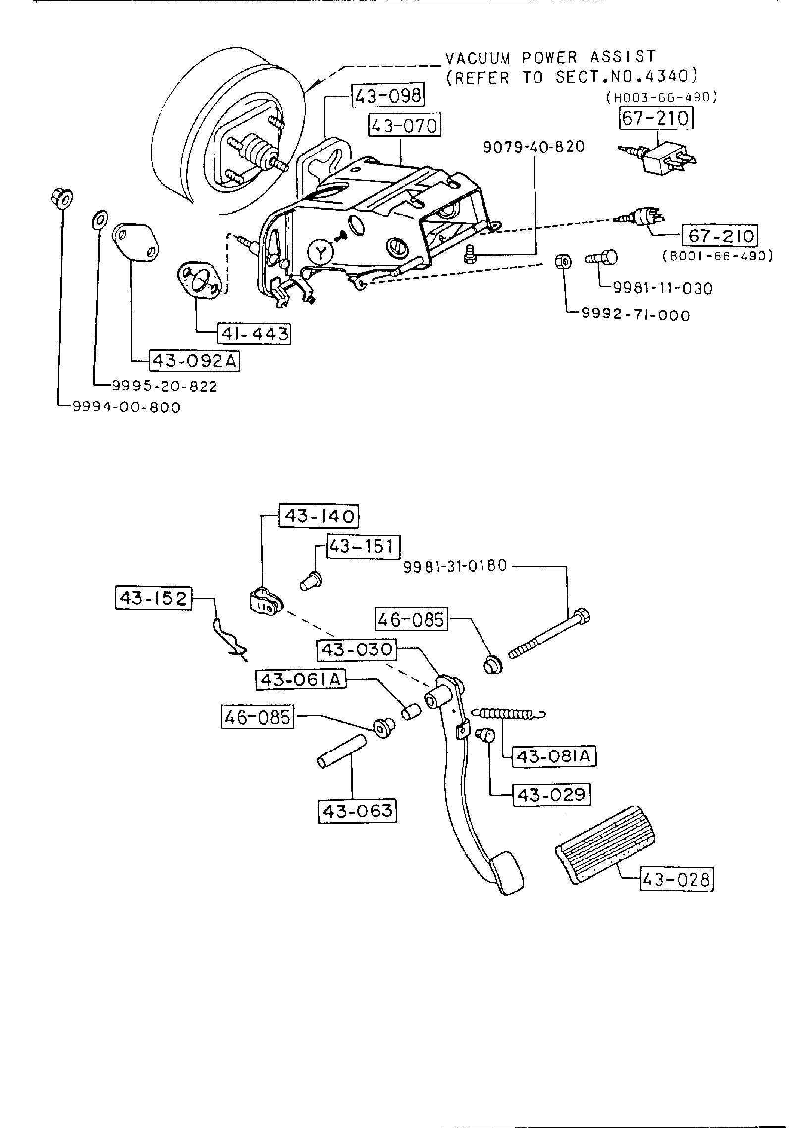 Diagram CLUTCH & BRAKE PEDALS (A/T>4-SPEED) for your 2005 Mazda Mazda3  HATCHBACK BASE 