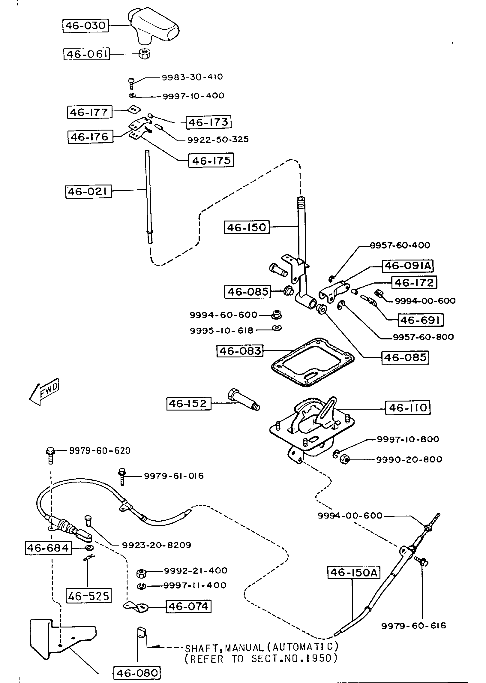 Full size assembly image of CHANGE CONTROL SYSTEM (AUTOMATIC T/MISSION)(3-SPEED) (1/1)
