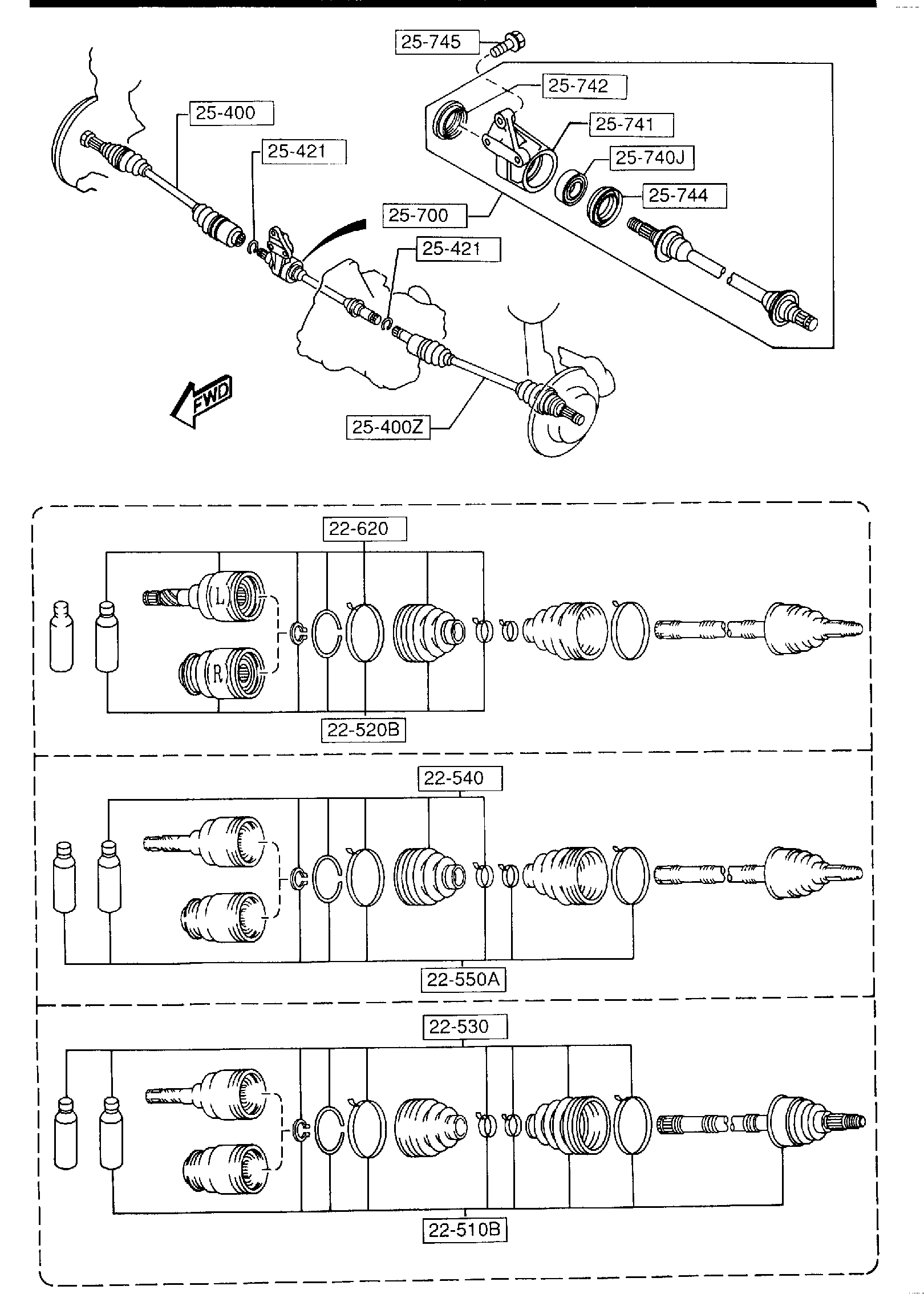 Diagram FRONT DRIVE SHAFTS (MANUAL TRANSMISSION) for your 2006 Mazda MazdaSpeed6   