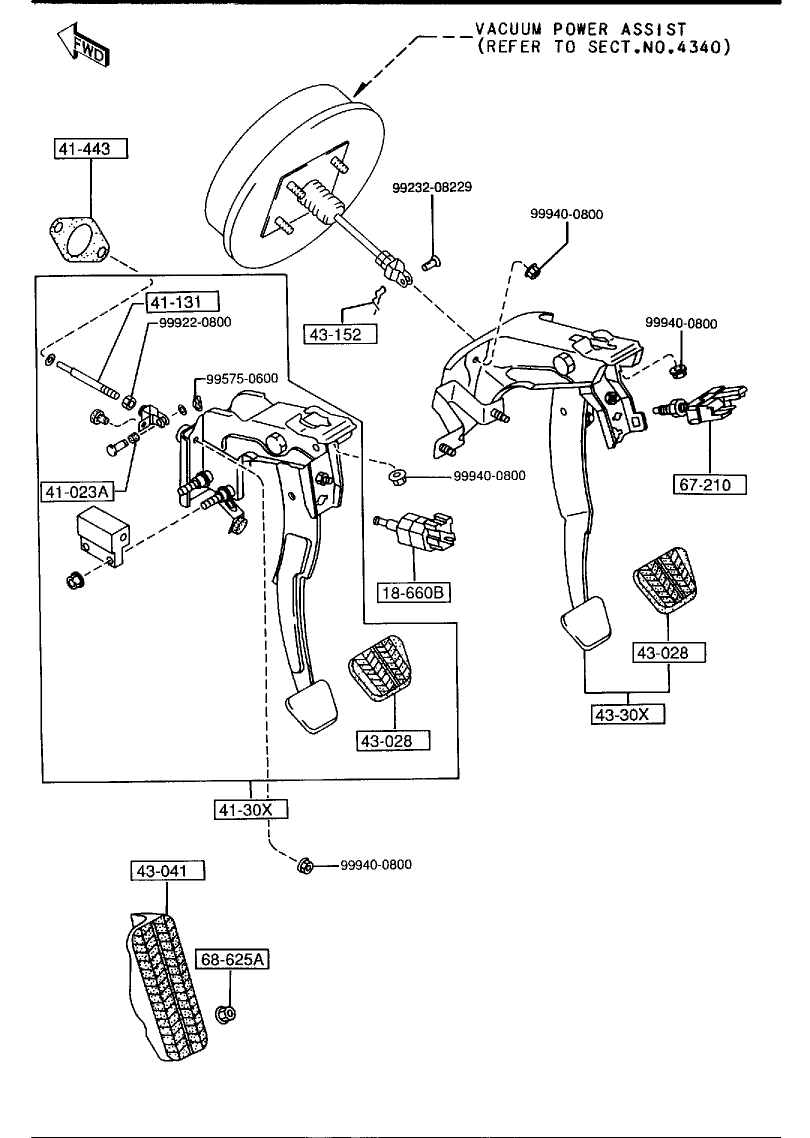 Diagram CLUTCH & BRAKE PEDALS (MANUAL TRANSMISSION) for your 2006 Mazda Mazda3   