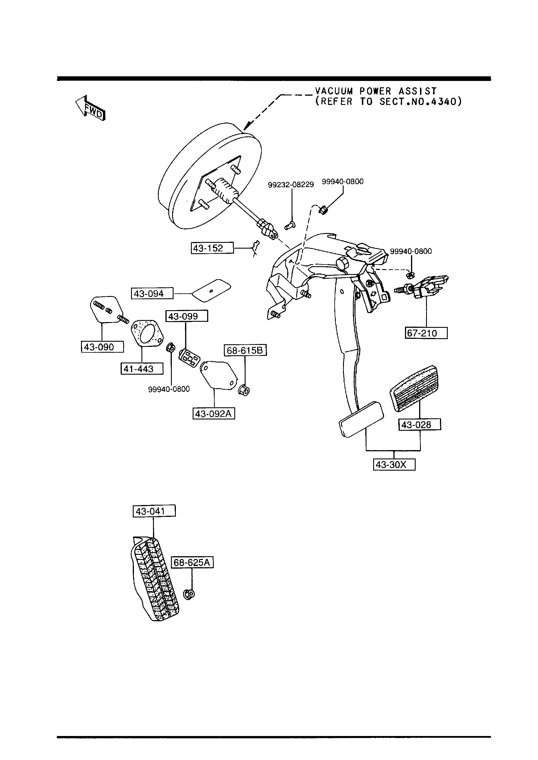 Diagram BRAKE PEDALS (AUTOMATIC TRANSMISSION) for your 2004 Mazda RX-8   