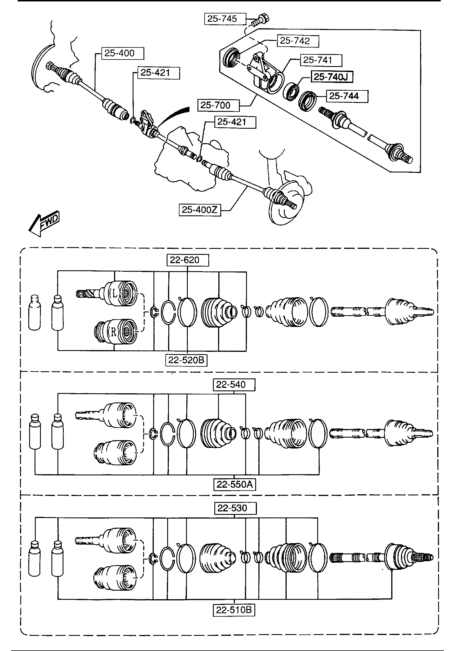 Diagram FRONT DRIVE SHAFTS (MANUAL TRANSMISSION) (2000CC) for your 2006 Mazda MazdaSpeed6   