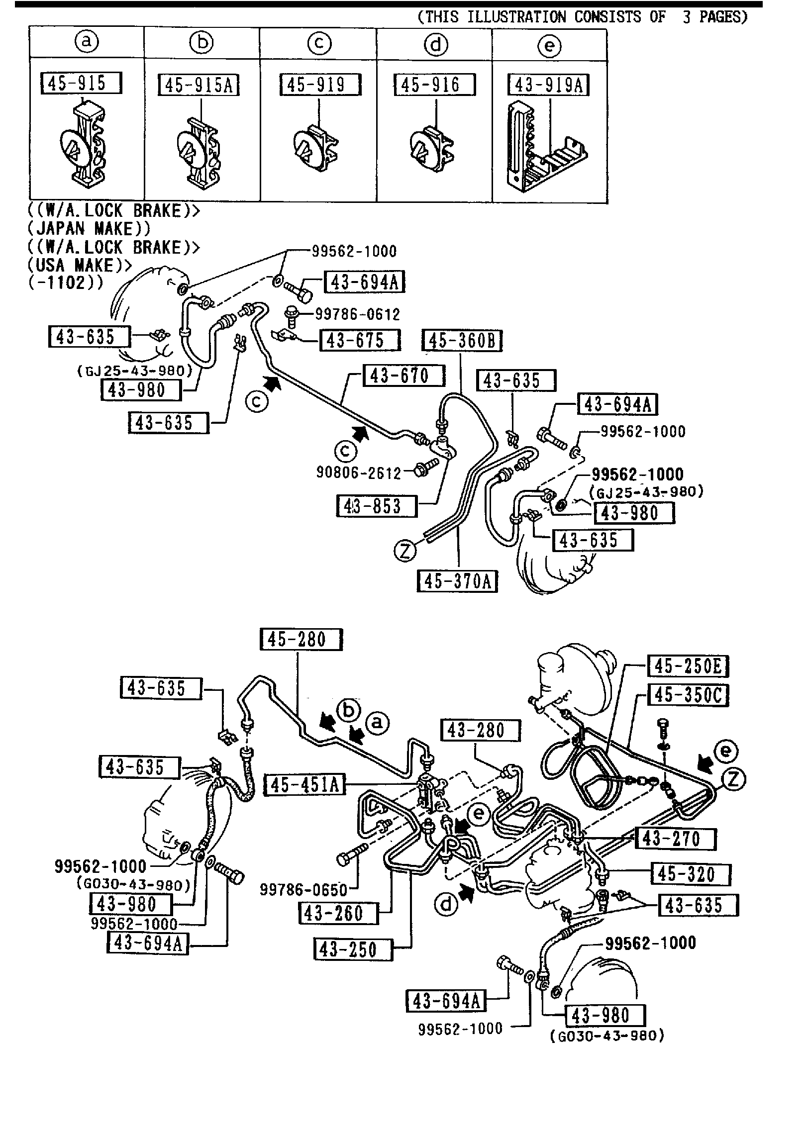 Diagram BRAKE PIPINGS (4-DISC)(2WS) for your Mazda