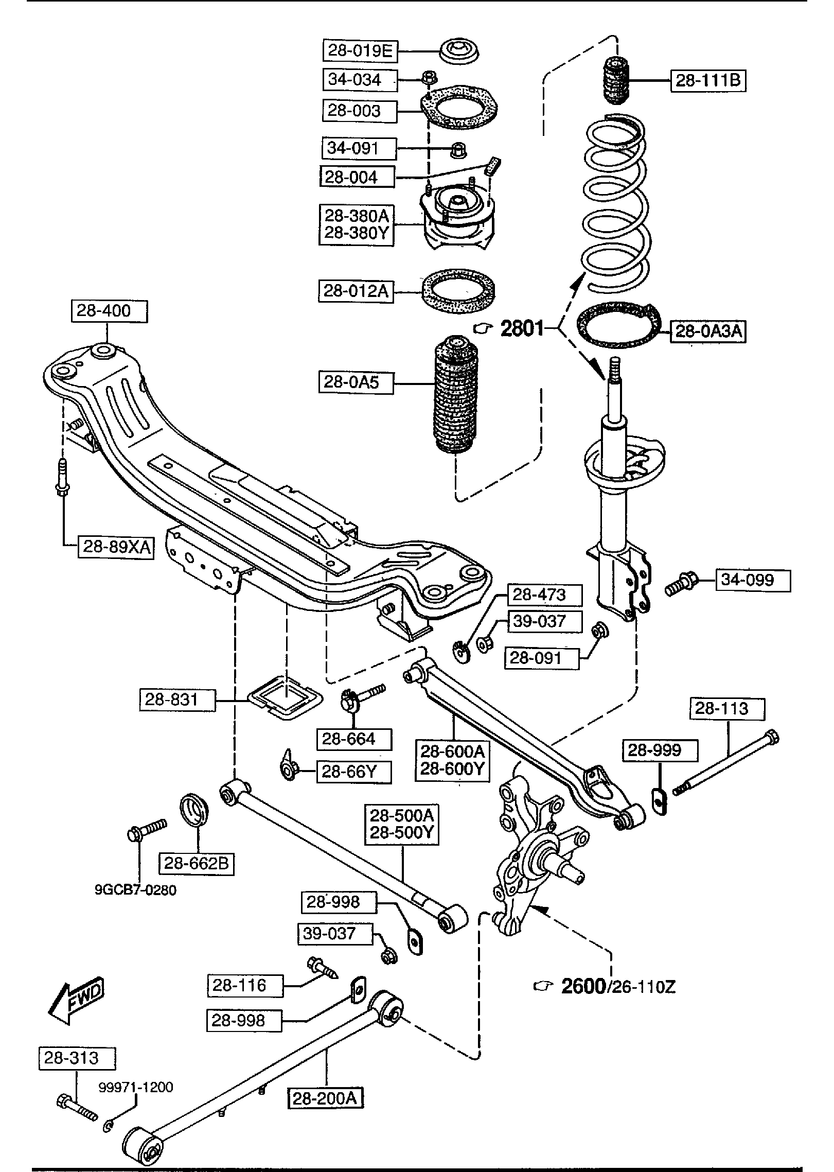 Diagram REAR SUSPENSION MECHANISMS for your 2012 Mazda Mazda5 2.5L MT 2WD SPORT WAGON 