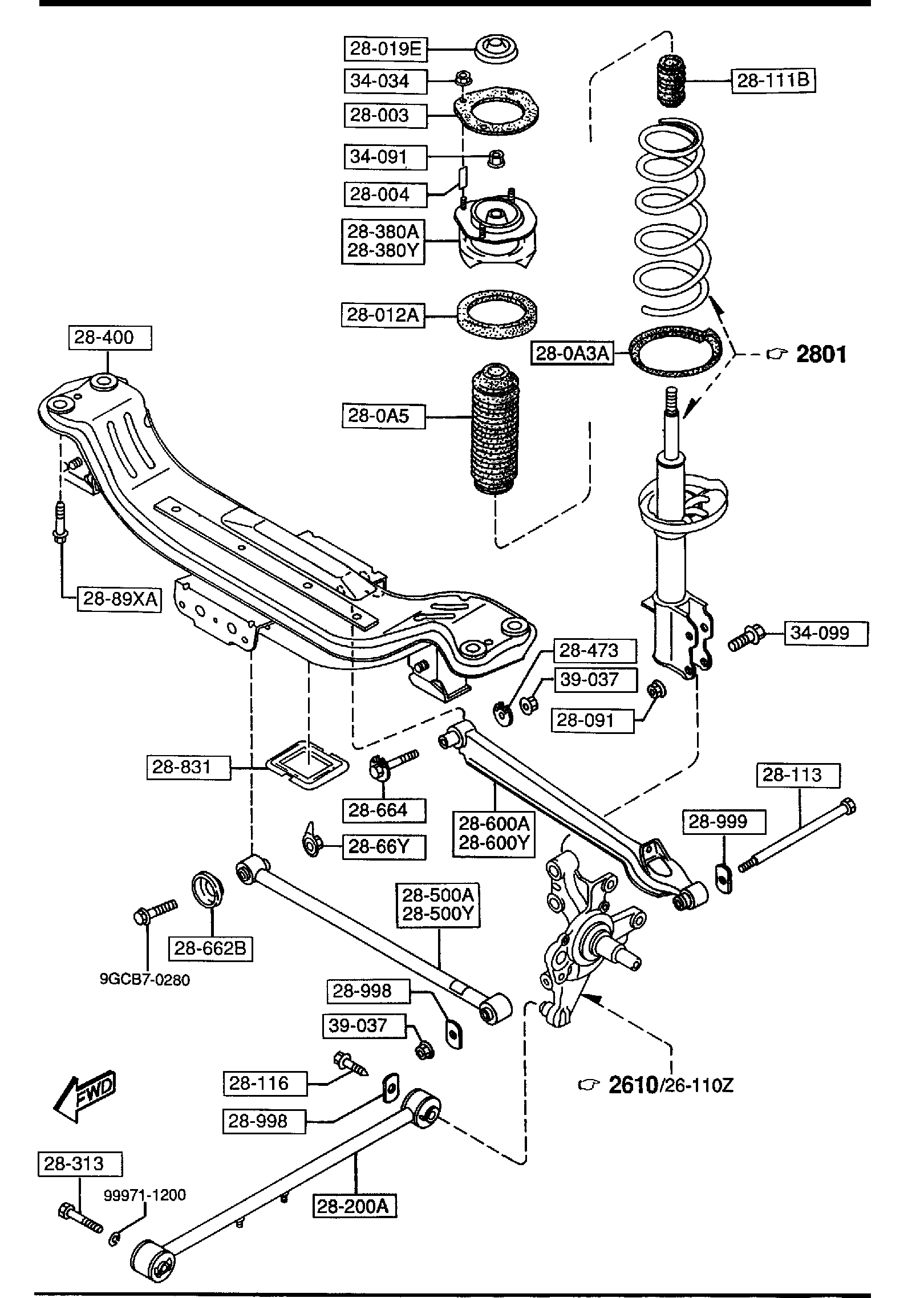 Diagram REAR SUSPENSION MECHANISMS for your 2012 Mazda Mazda5 2.5L MT 2WD SPORT WAGON 