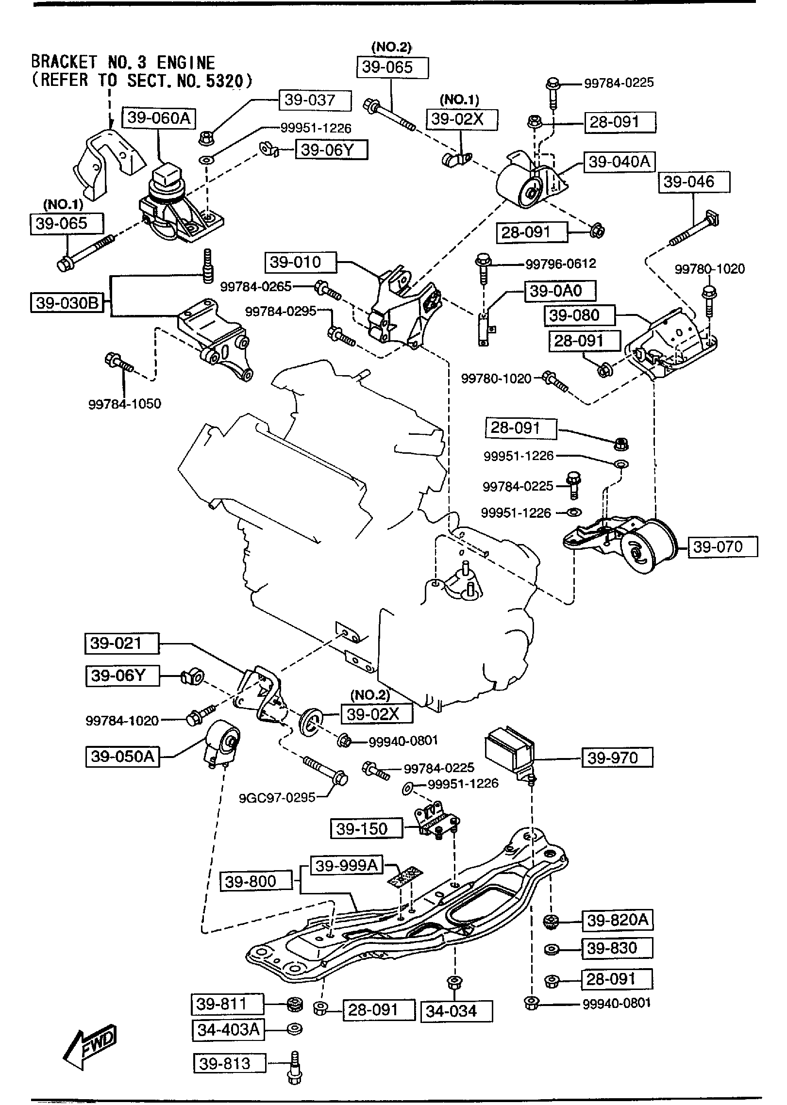 Diagram ENGINE & TRANSMISSION MOUNTINGS (AUTOMATIC TRANSMISSION) for your 2010 Mazda Mazda3 2.5L AT SEDAN SIGNATURE 