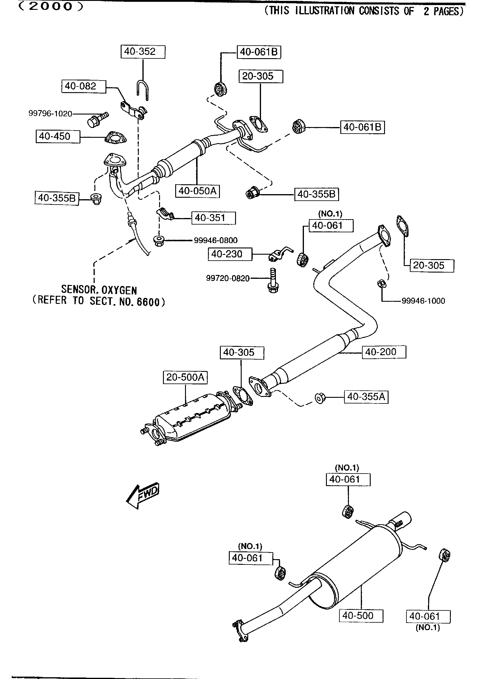 Diagram EXHAUST SYSTEM for your 1995 Mazda MX-5 Miata   