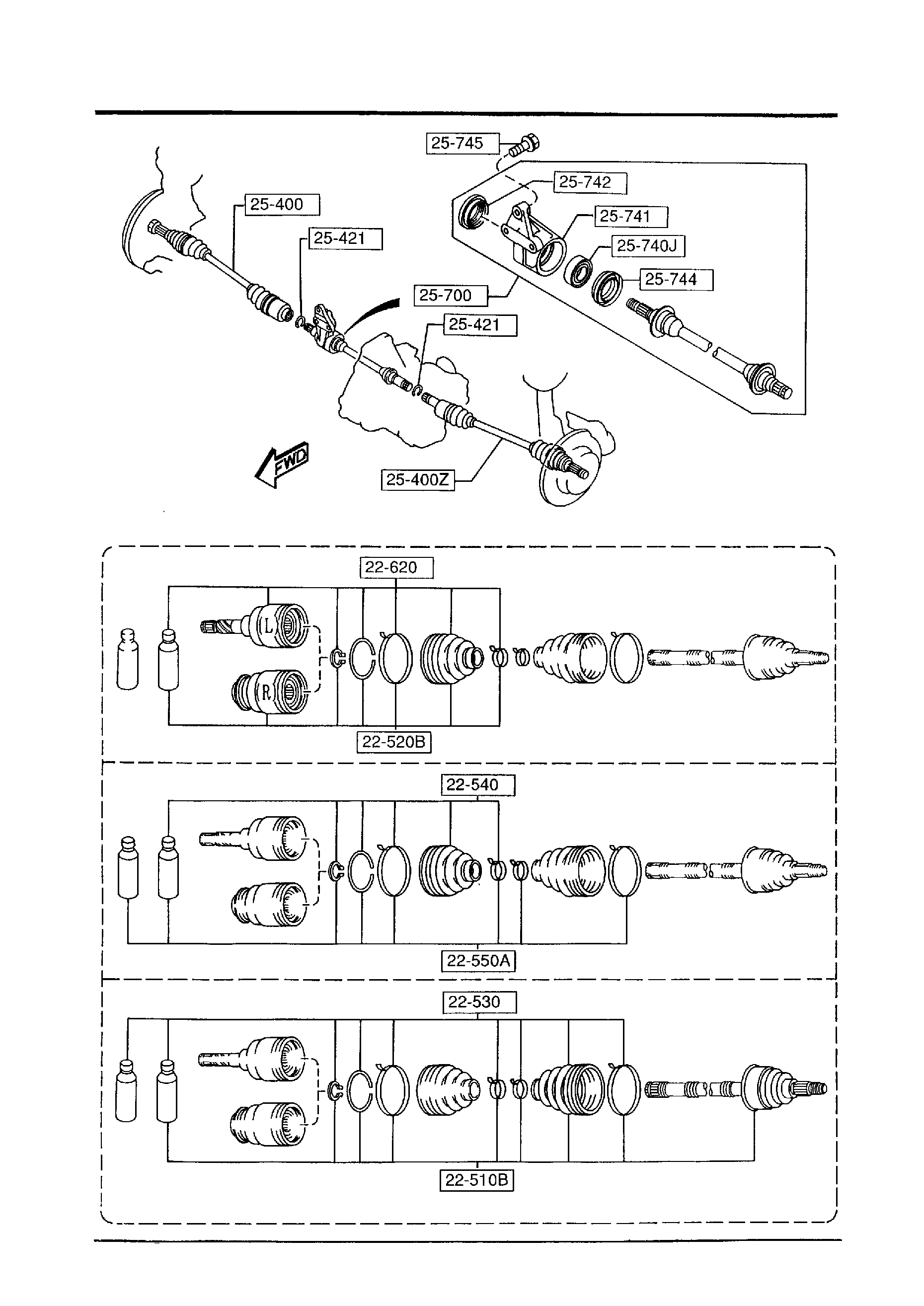 Diagram FRONT DRIVE SHAFTS (MANUAL TRANSMISSION) for your 2006 Mazda MazdaSpeed6   