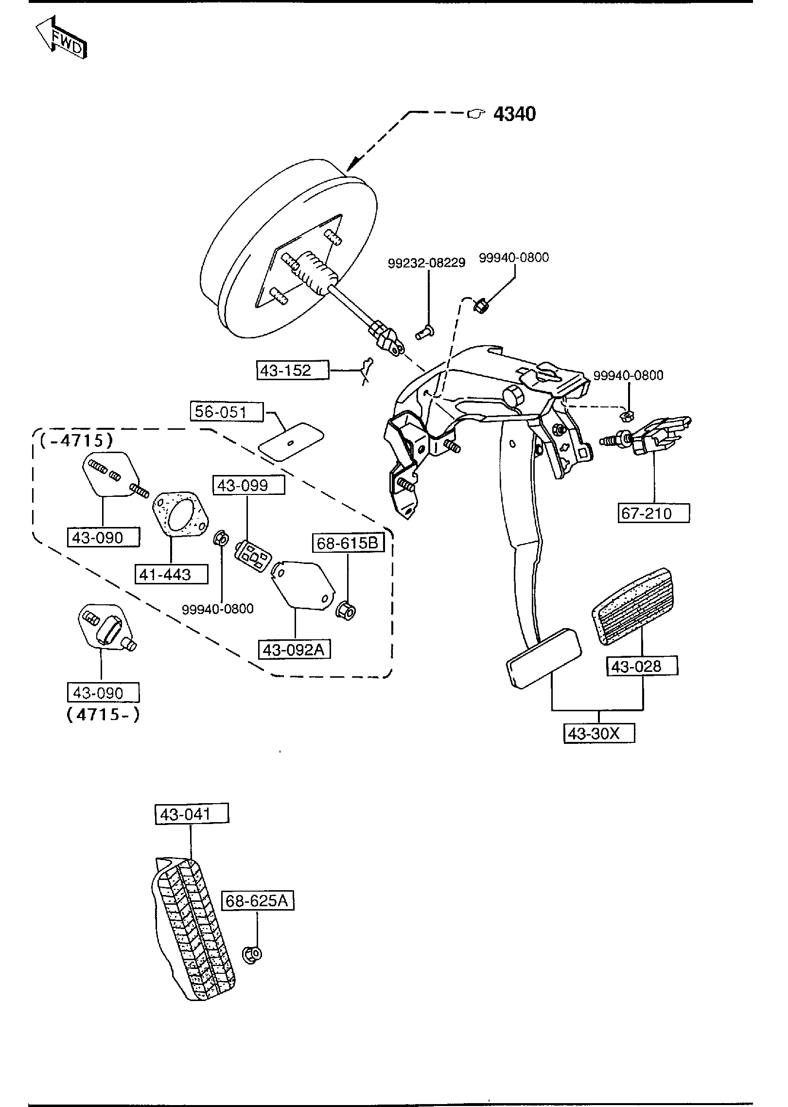 Diagram BRAKE PEDALS (AUTOMATIC TRANSMISSION) for your 2007 Mazda Mazda3   