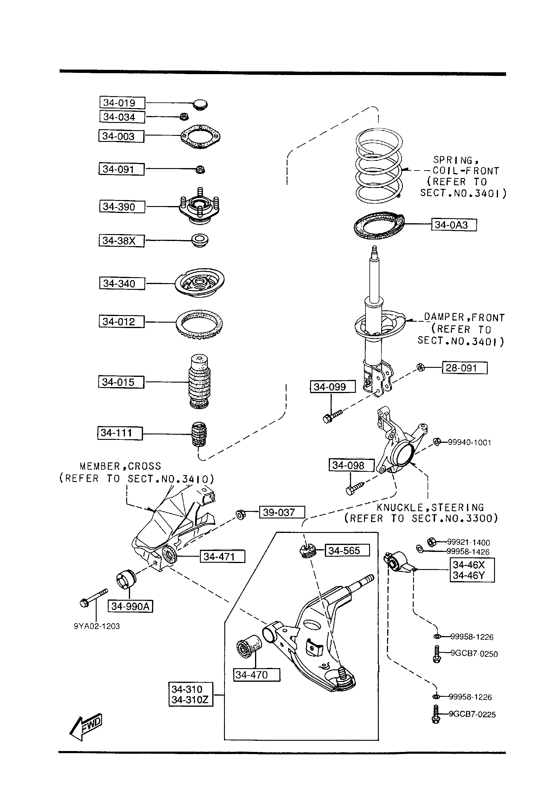 Diagram FRONT SUSPENSION MECHANISMS for your 2015 Mazda Mazda3  SEDAN ITR (VIN Begins: JM1) 