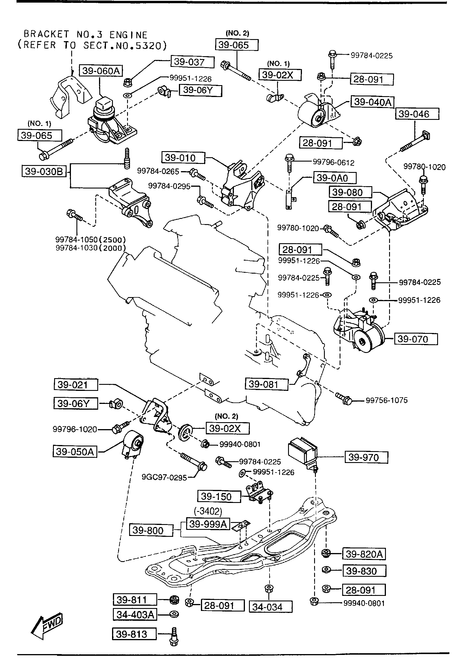 Diagram ENGINE & TRANSMISSION MOUNTINGS (MANUAL TRANSMISSION) for your 2010 Mazda Mazda3 2.5L AT SEDAN SIGNATURE 