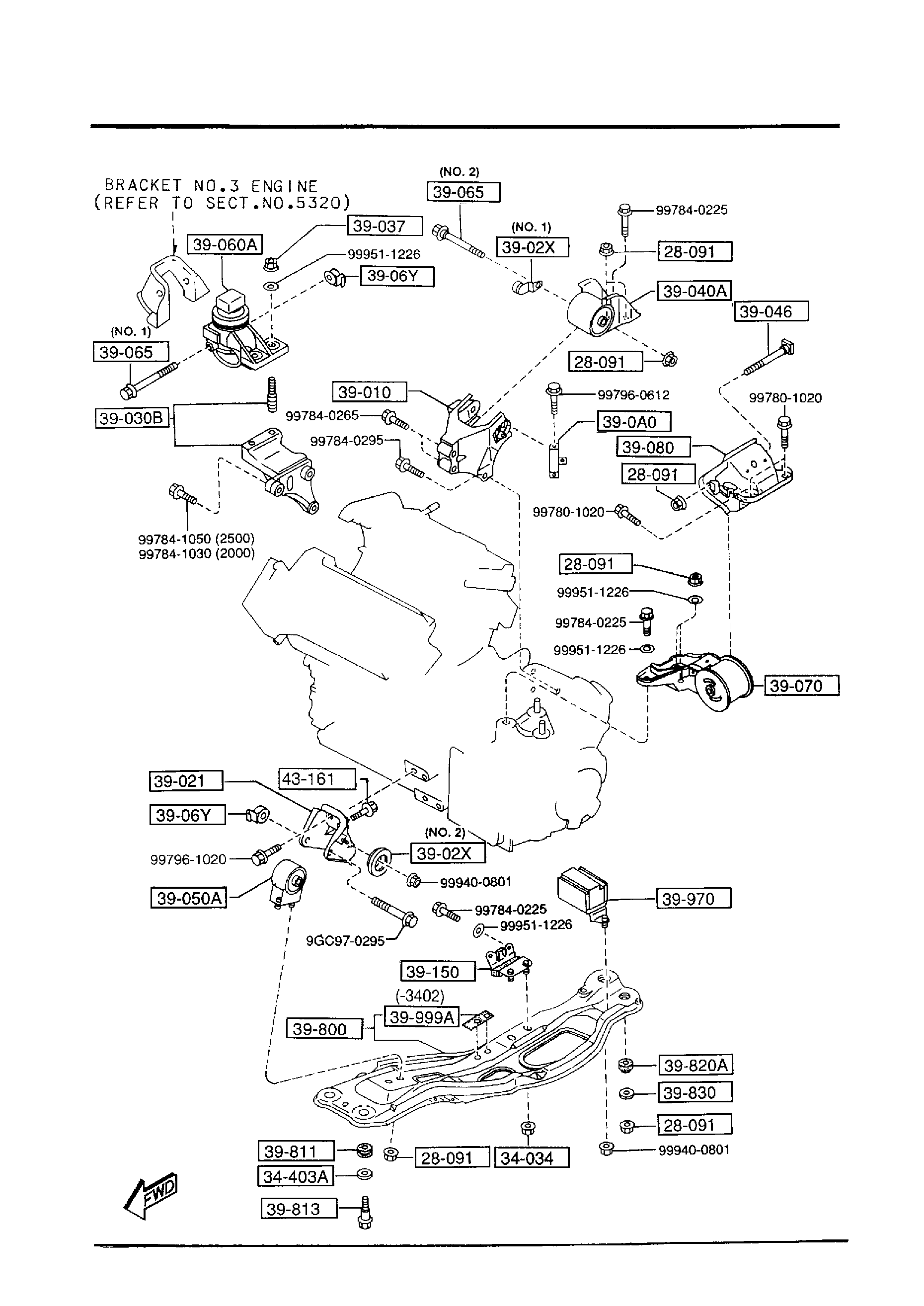Diagram ENGINE & TRANSMISSION MOUNTINGS (AUTOMATIC TRANSMISSION) for your 2010 Mazda Mazda3 2.5L AT SEDAN SIGNATURE 