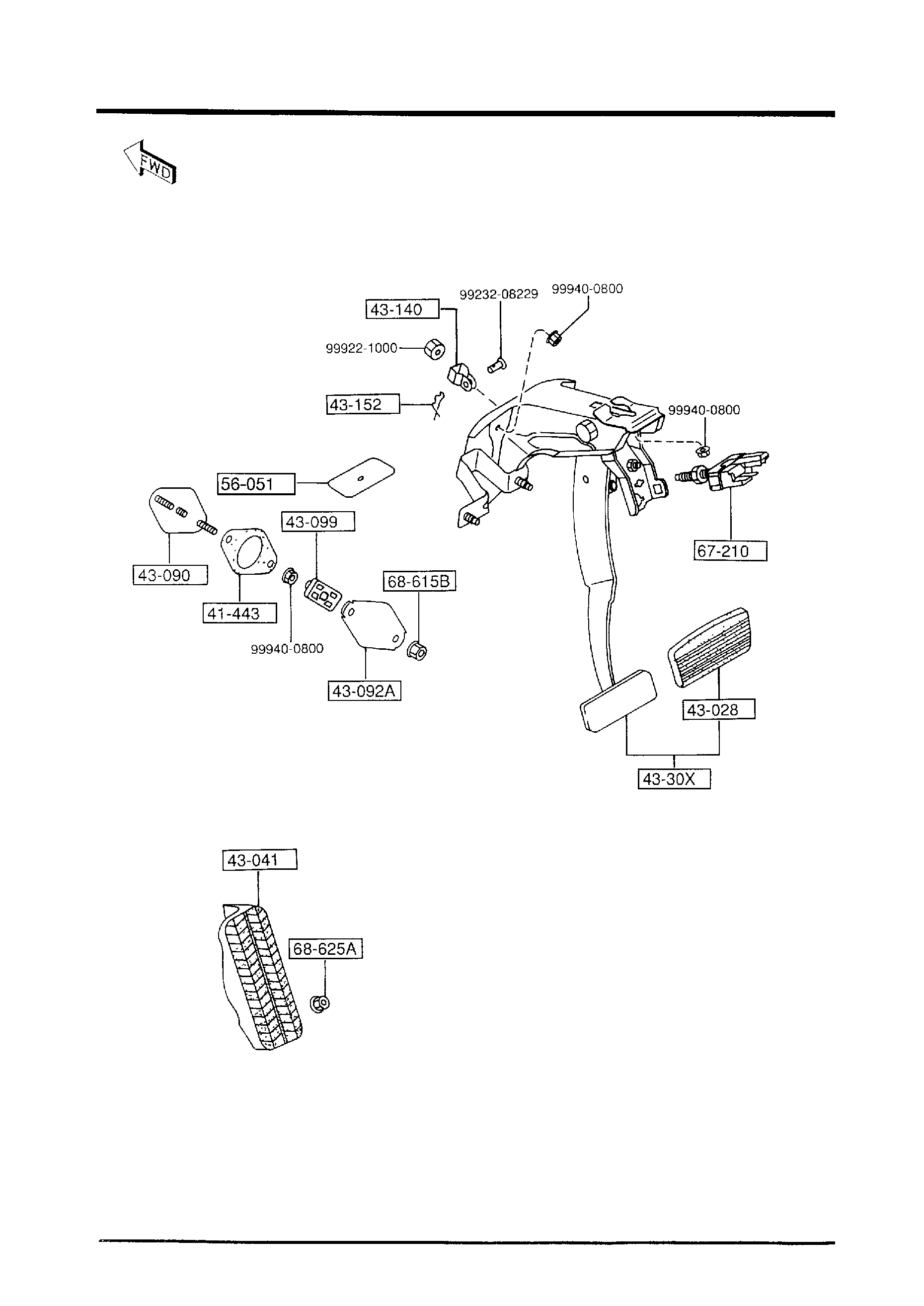 Diagram BRAKE PEDALS (AUTOMATIC TRANSMISSION) for your 2006 Mazda Mazda3   
