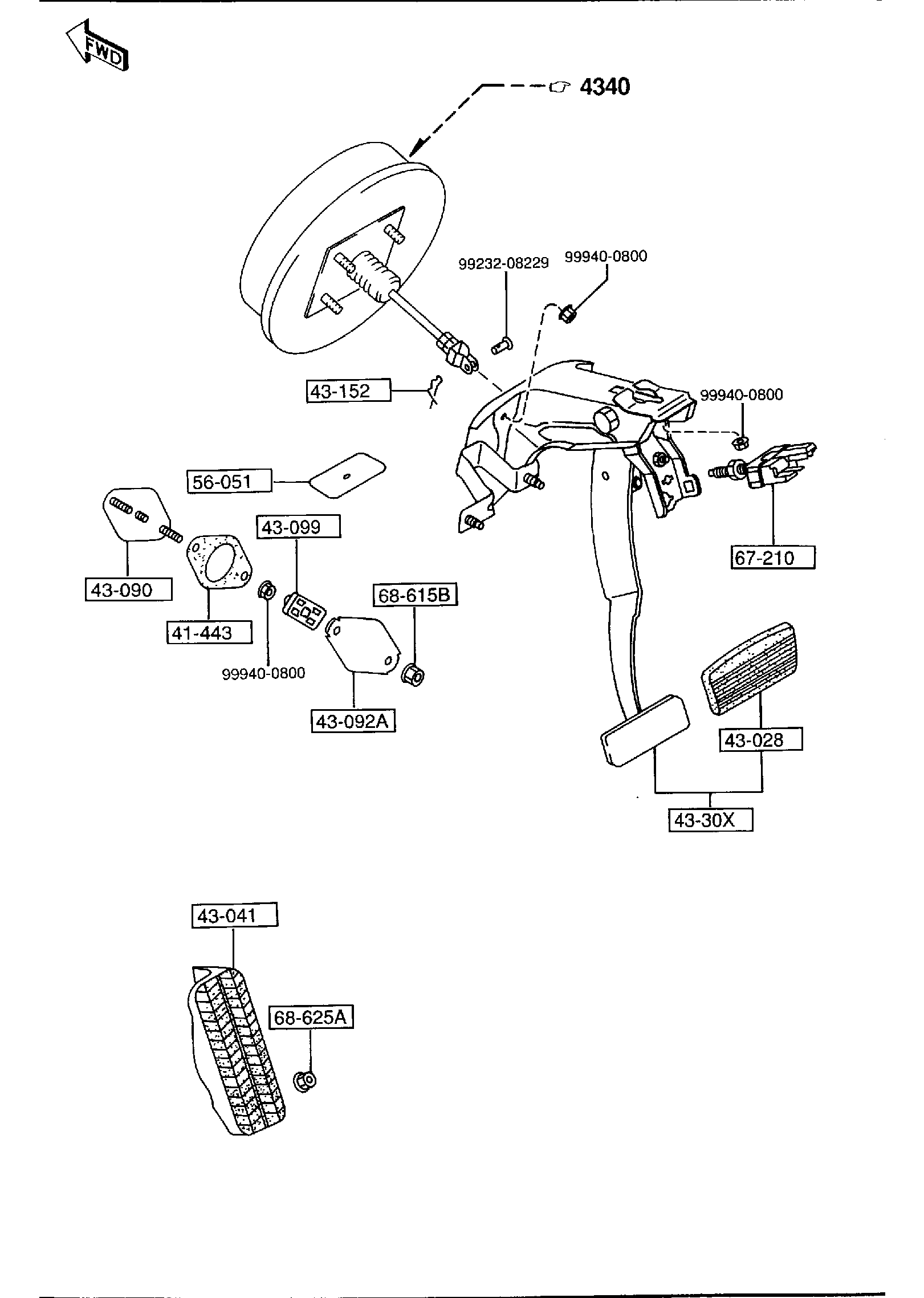Diagram BRAKE PEDALS (AUTOMATIC TRANSMISSION) for your 2004 Mazda RX-8   
