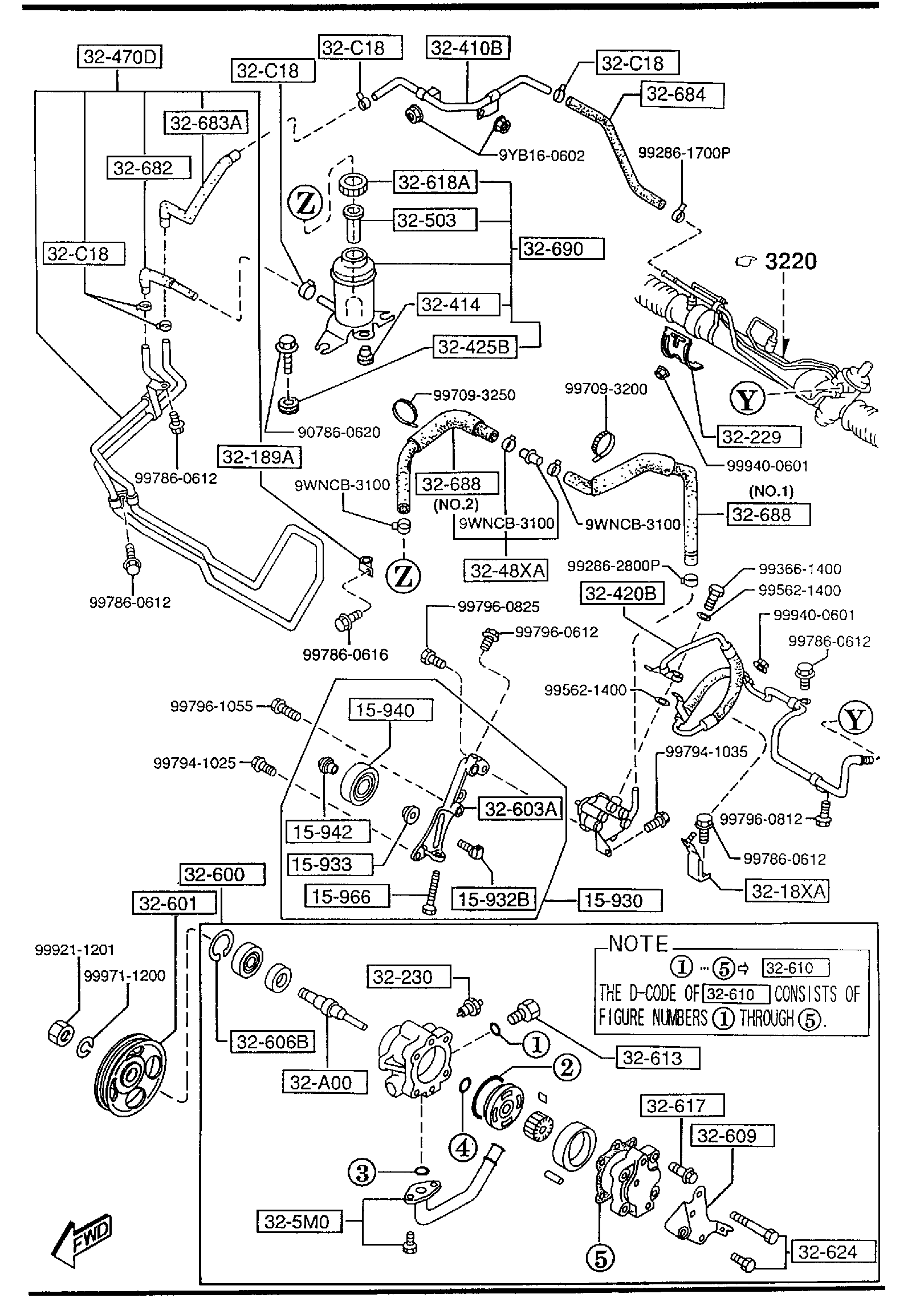 Diagram POWER STEERING SYSTEM (FRONT) (2500CC) for your 2001 Mazda MPV   